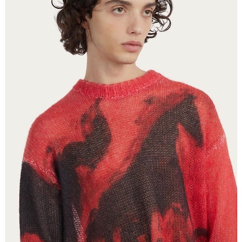 Salvatore Ferragamo o1s1rm0924 Mustang Print Sweater in Red/Black Size US M / EU 48-50 / 2 - 4 Thumbnail