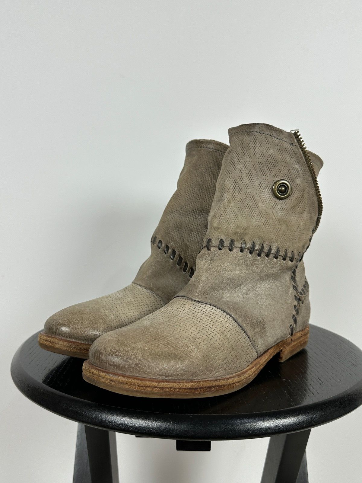 Other A.S.98. Airstep Leather Biker Zip Ankle Boots Size US 7 / IT 37 - 11 Thumbnail