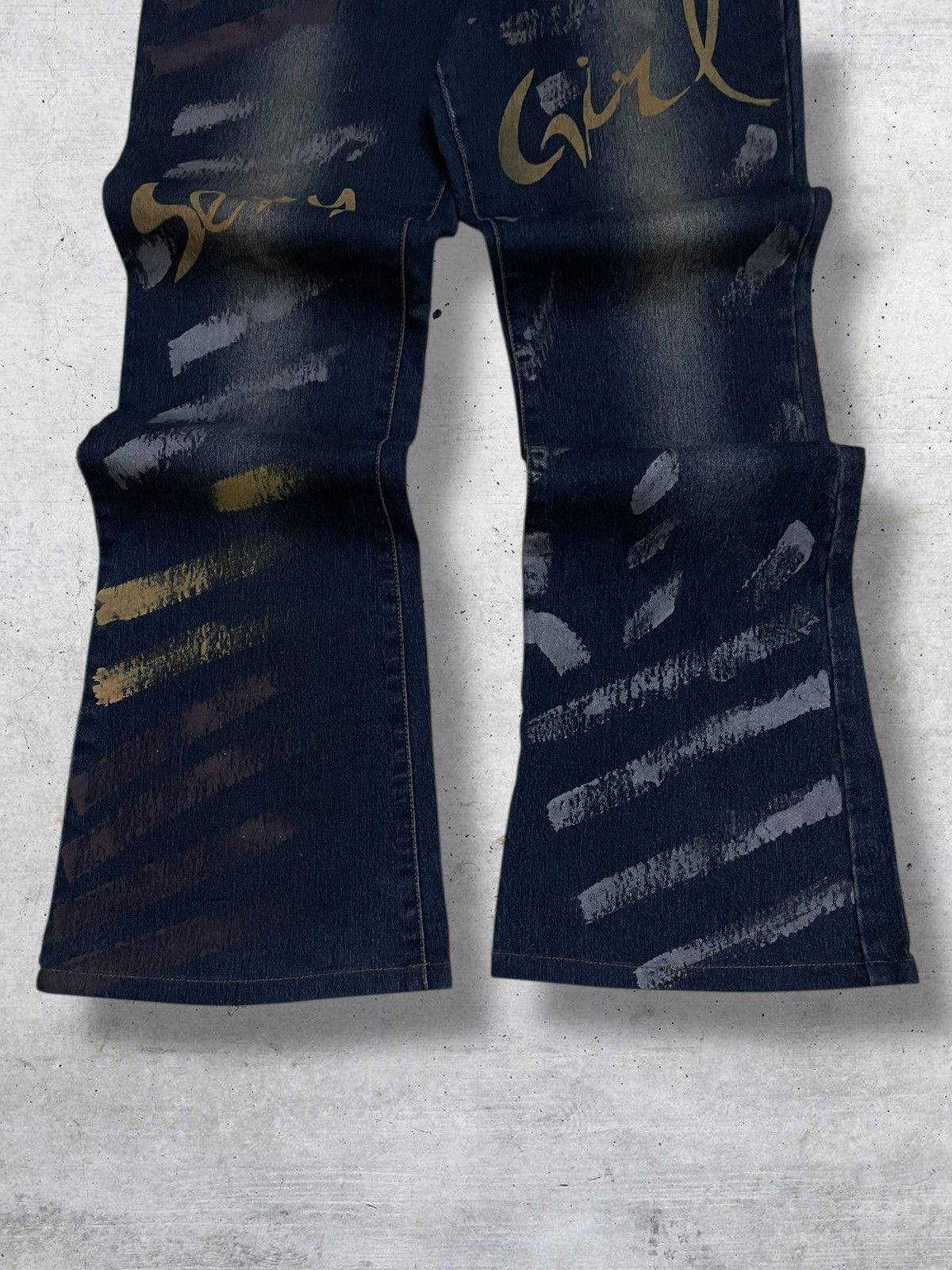 Japanese Brand VINTAGE HAPHAZARD OG 90S ARTISTIC BRUSHSTROKE FLARED DENIM Size US 30 / EU 46 - 3 Thumbnail