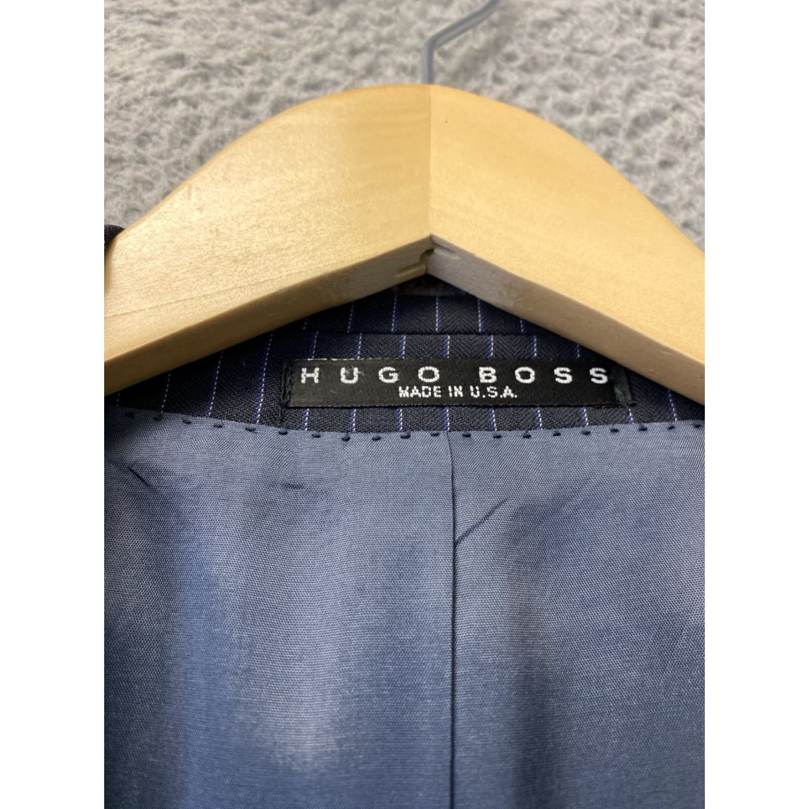 Hugo Boss VINTAGE Hugo Boss Wool Blazer Jacket 42R Men Navy Striped Slim Fit Double-Vented 90s Business Casual Size 42R - 4 Thumbnail