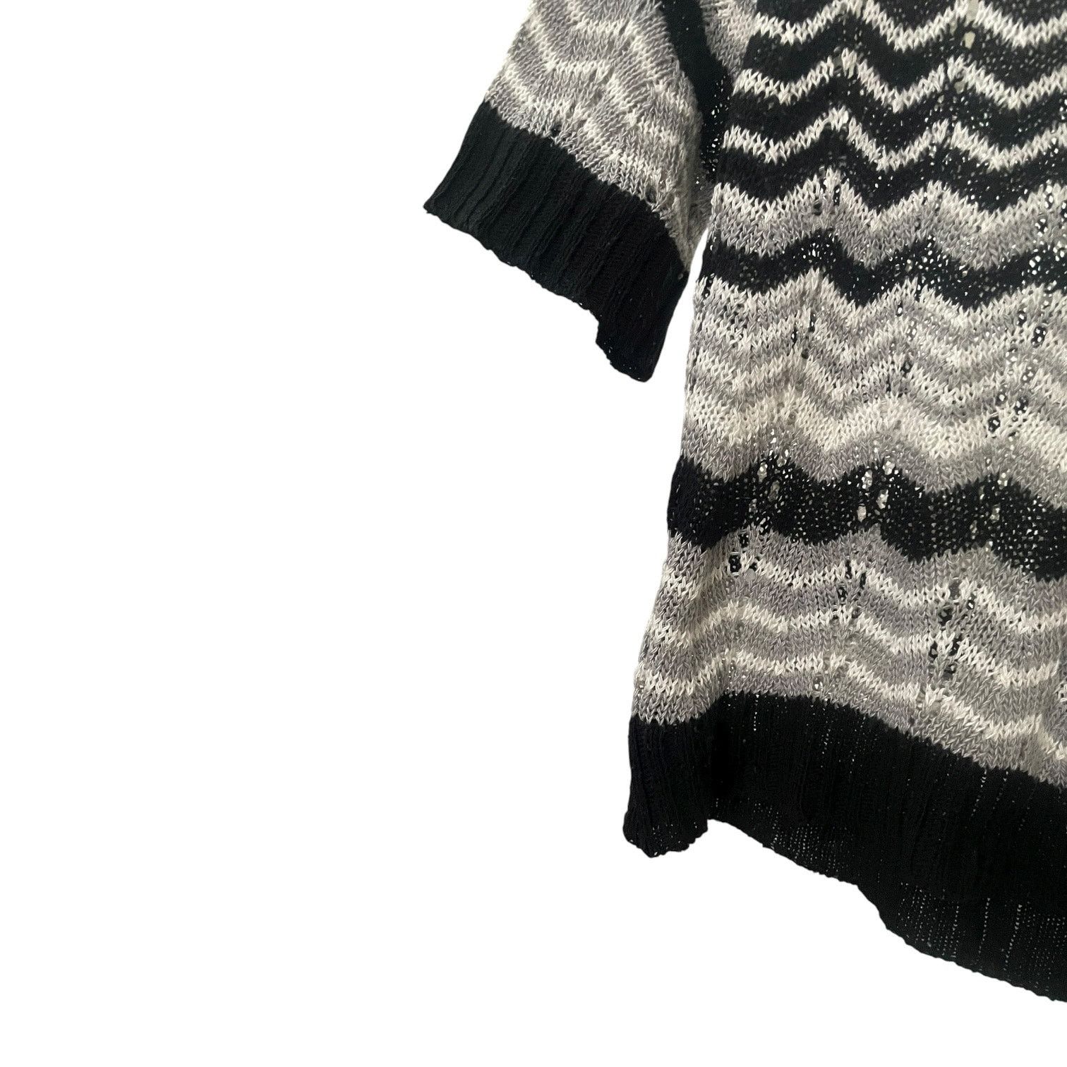 Vintage Vtg ...At Last Black & Grey Zig-Zag Striped Knit Blouse Size M / US 6-8 / IT 42-44 - 7 Thumbnail