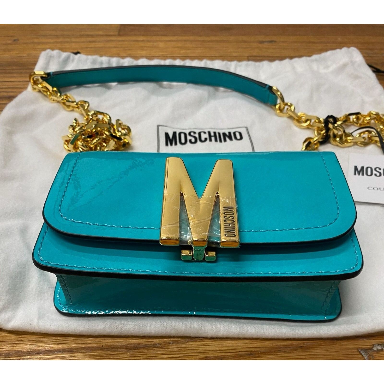 Moschino AW22 MOSCHINO Couture Jeremy Scott "M" Turquoise Leather Bag Size ONE SIZE - 5 Thumbnail