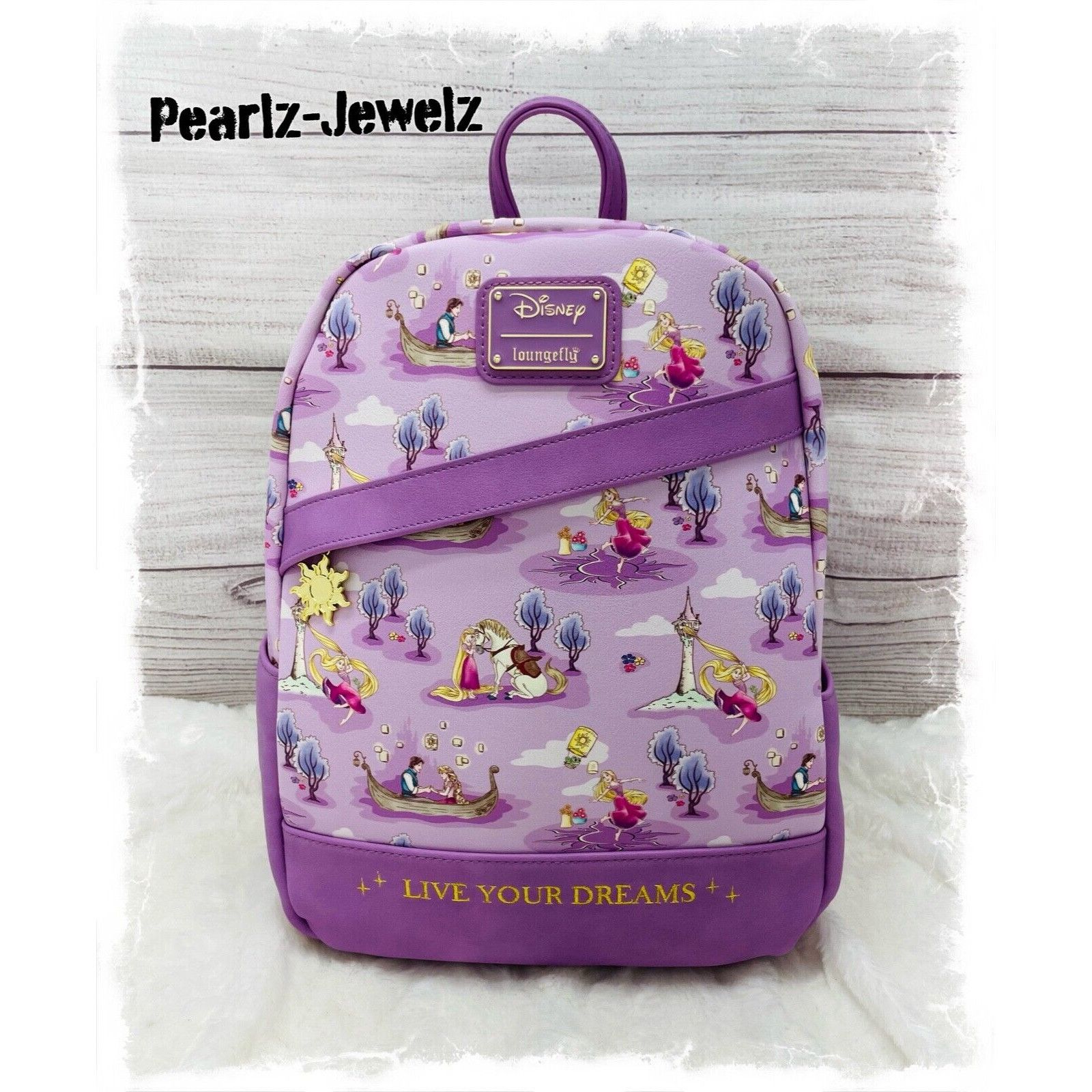 Disney Loungefly Rapunzel Tangled Live Your Dreams Allover Mini Bac Size ONE SIZE - 1 Thumbnail