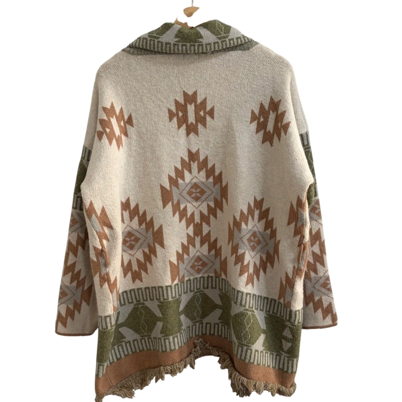 Vintage VINTAGE Debut Cardigan Sweater Womens XL Open Front Fringed Hem Southwestern Aztec Longg Size XL / US 12-14 / IT 48-50 - 2 Thumbnail