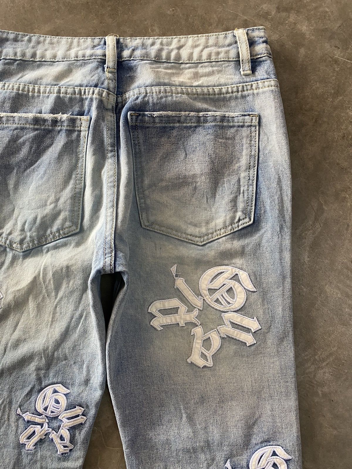 Japanese Brand Y2k Letter Embroidery Street Style Ripped Denim Pants Size US 30 / EU 46 - 16 Thumbnail