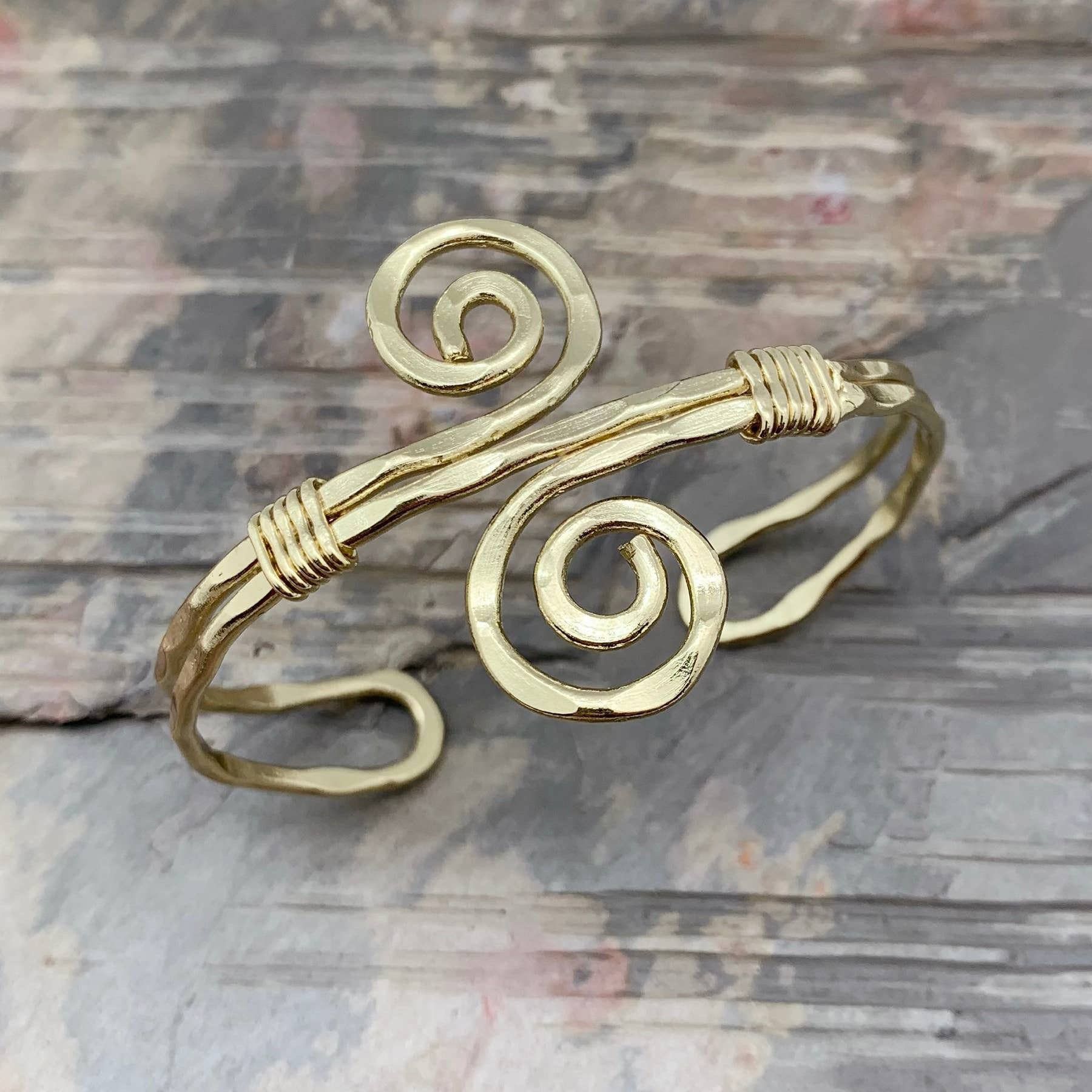 Other Handcrafted Boho Gold Plated Adjustable Cuff Bracelet - Narr Size ONE SIZE - 1 Thumbnail
