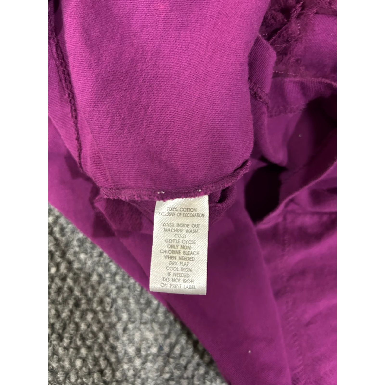 Ann Taylor Loft Blouse Womens L Purple Floral Textured Applique Short Sleeve Round Neck Pullover Casual Knit Polyester Size L / US 10 / IT 46 - 5 Thumbnail