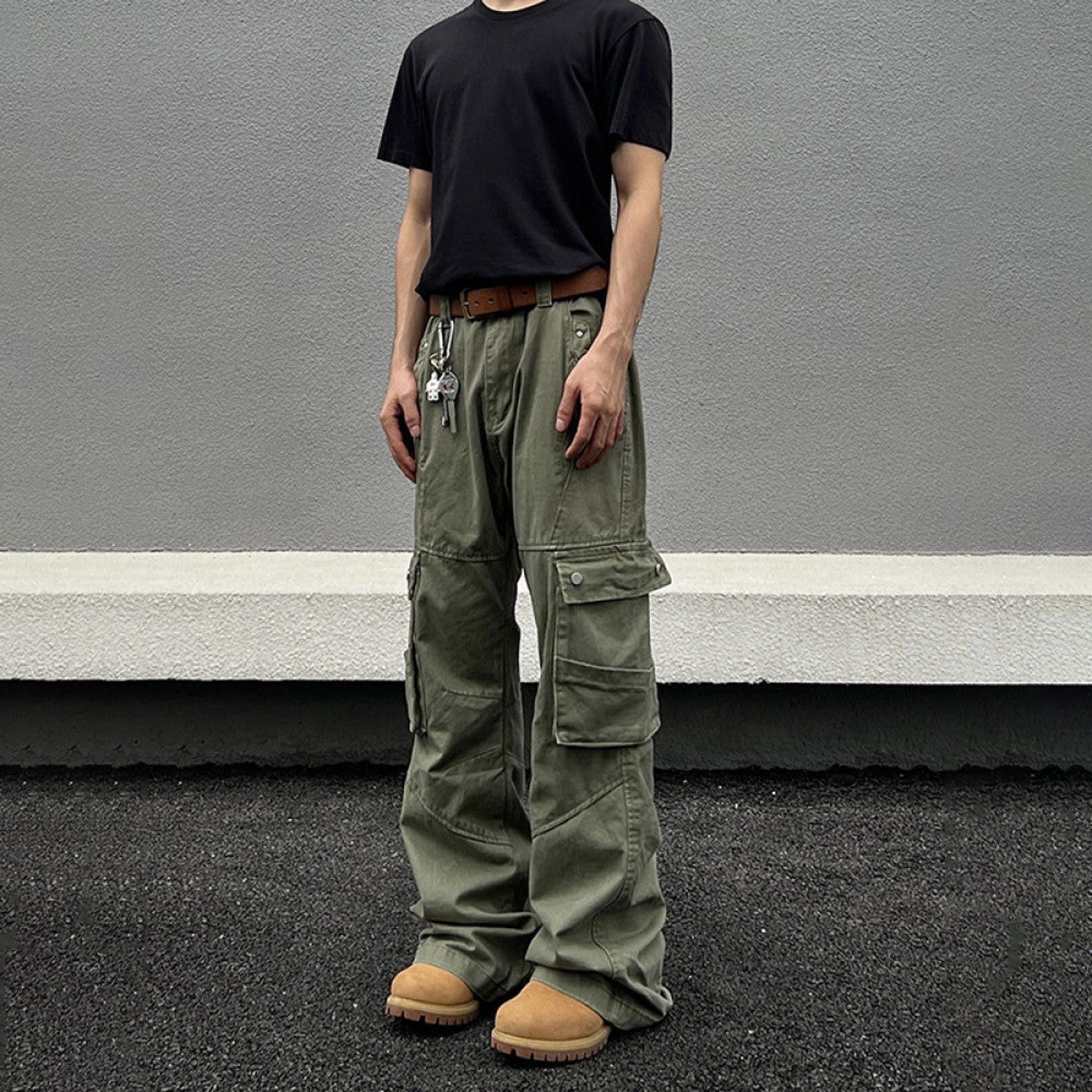 Japanese Brand Olive Cargo Stacked Flared Pants, Wide Leg Pants Size US 30 / EU 46 - 3 Thumbnail