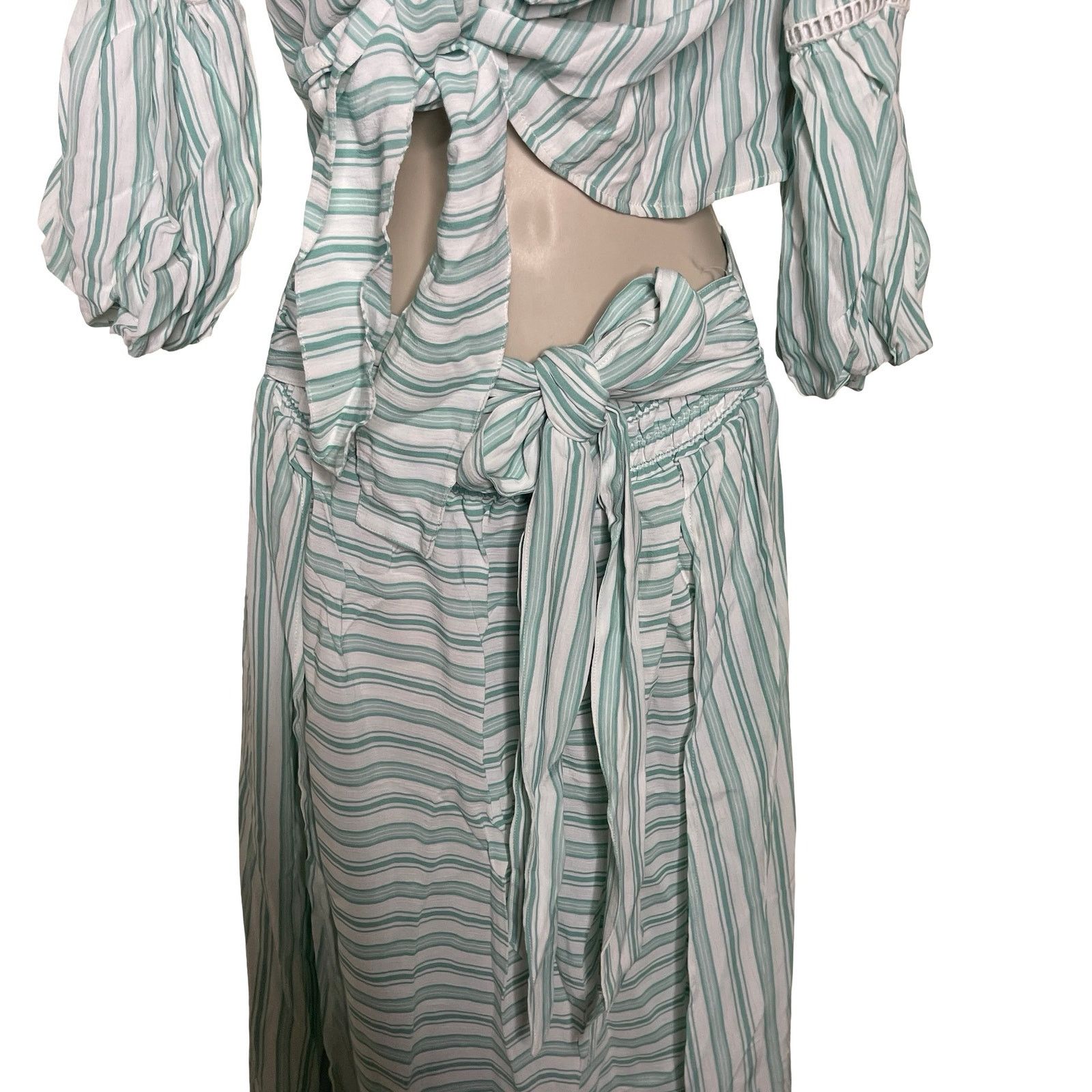 AGUA by Agua Bendita AGUA BENDITA Amaia Maxi Skirt and Top set Blue Stripe Pool Size 26" / US 2 / IT 38 - 4 Thumbnail