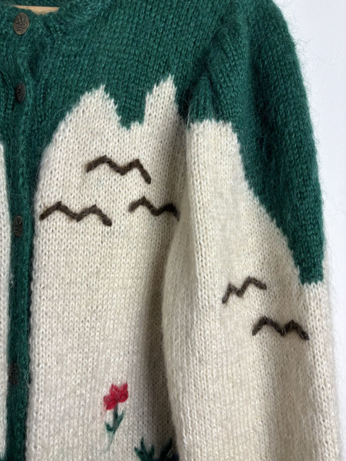 Handmade Vintage Mohair Pond Life Knitted Cardigan Size ONE SIZE - 17 Thumbnail