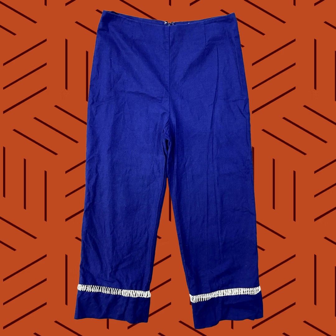 Staud STAUD Pine Pants Midnight Blue Cotton Linen Women’s 8 Regular Ankle Womens Size 30" / US 8 / IT 44 - 1 Thumbnail