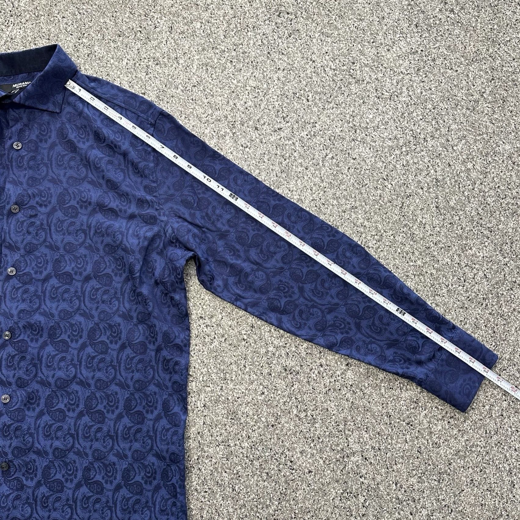 Murano Murano Button-Up Shirt Mens M Paisley Navy Blue Cotton Dress Shirt Size 40R - 5 Thumbnail