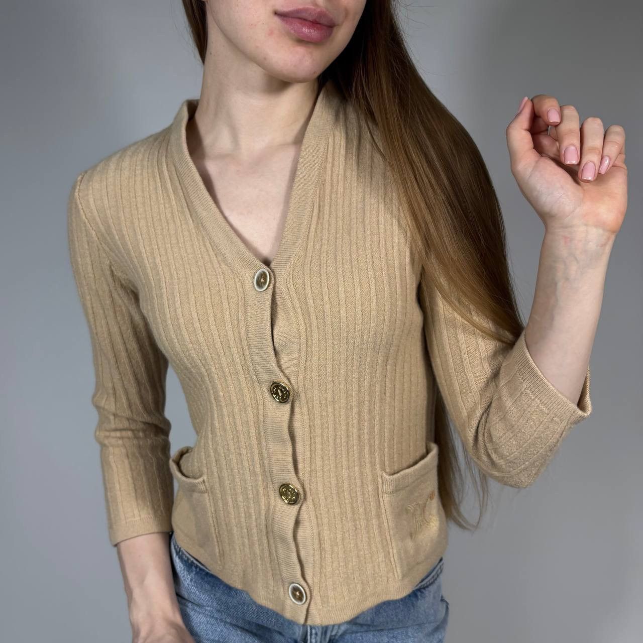 Celine Vintage 90s CELINE Paris Wool Cardigan Luxury Retro Style Size XS / US 0-2 / IT 36-38 - 2 Thumbnail