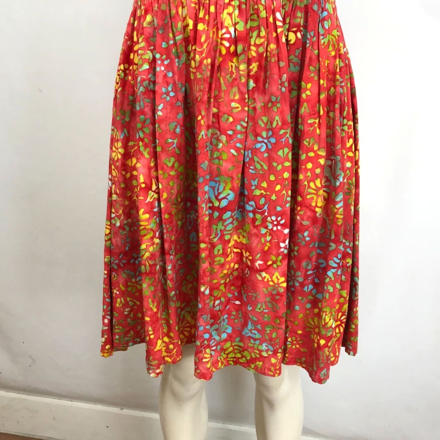 Vintage GO FISH Women's M Red Sleeveless Round Neck Stretch Top Fit & Flare Sundress Size M / US 6-8 / IT 42-44 - 3 Thumbnail