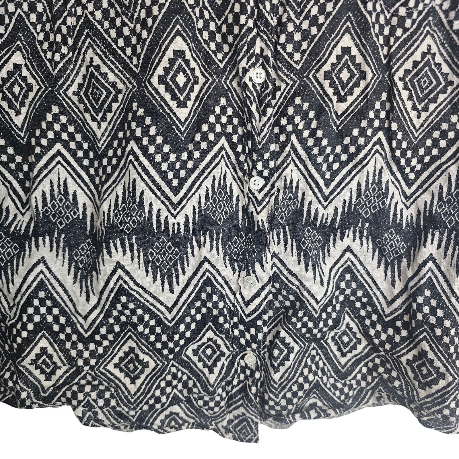 J.Crew J. Crew Women Diamond Ikat Linen Shirt 8 Southwestern Tribal Size M / US 6-8 / IT 42-44 - 4 Thumbnail