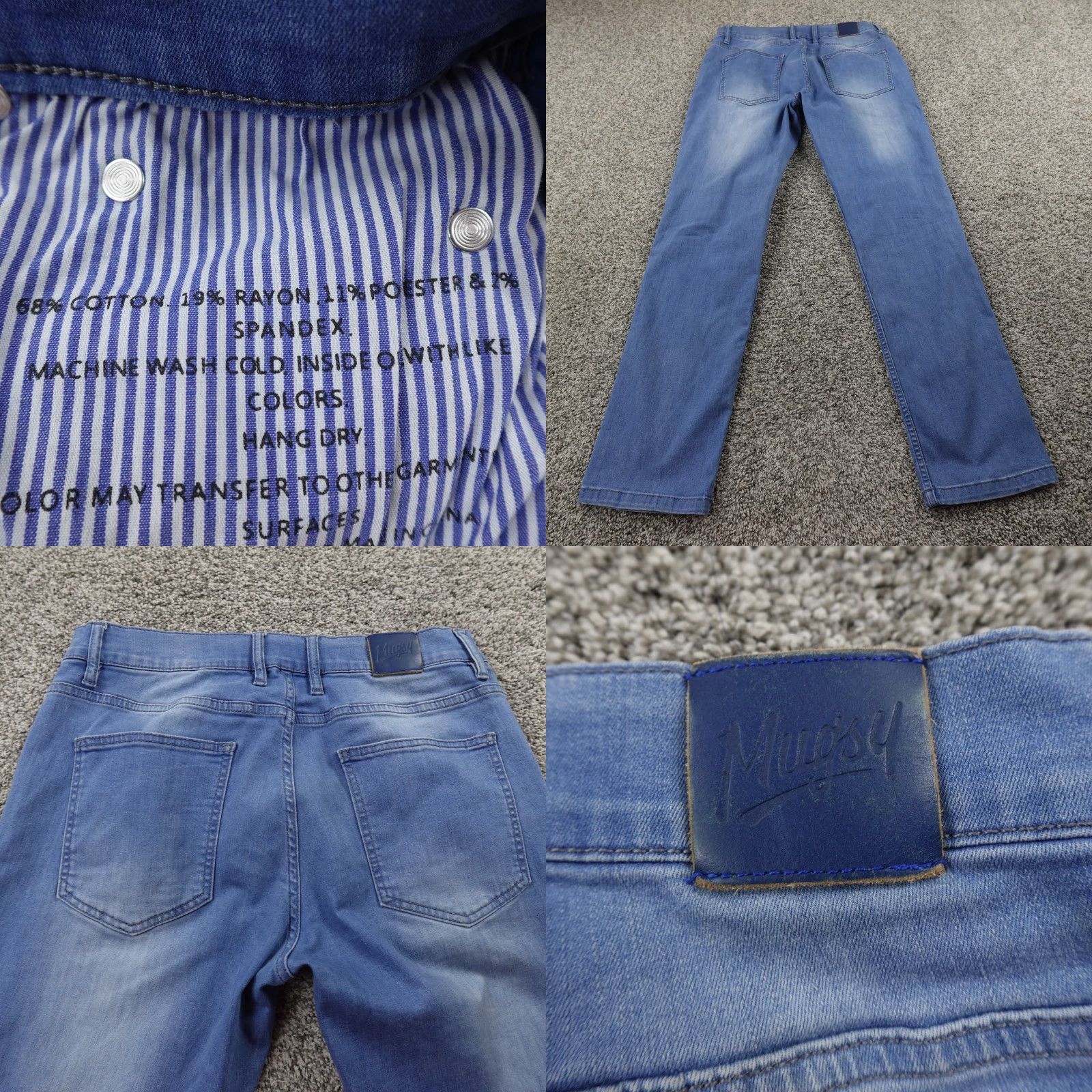 Denime Mugsy Jeans Mens 32X32 Dark Blue Denim Piers Straight Stretch Preppy Flex Jeans Adult Regular Blue 32 Inseam 5-Pocket Size US 32 / EU 48 - 8 Thumbnail