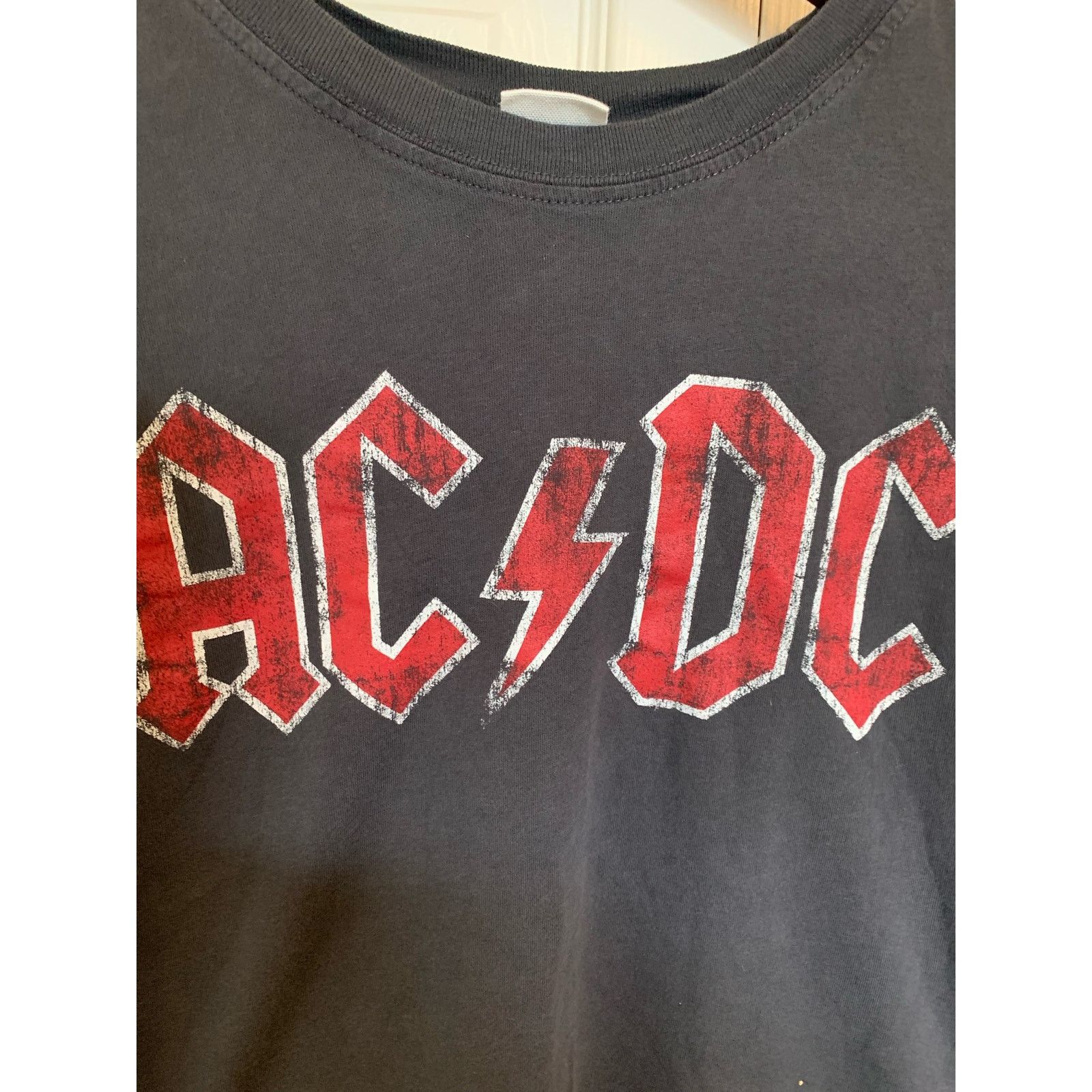 Ac/Dc ACDC crop t shirt, 80s concert rock head banger reproduction ...