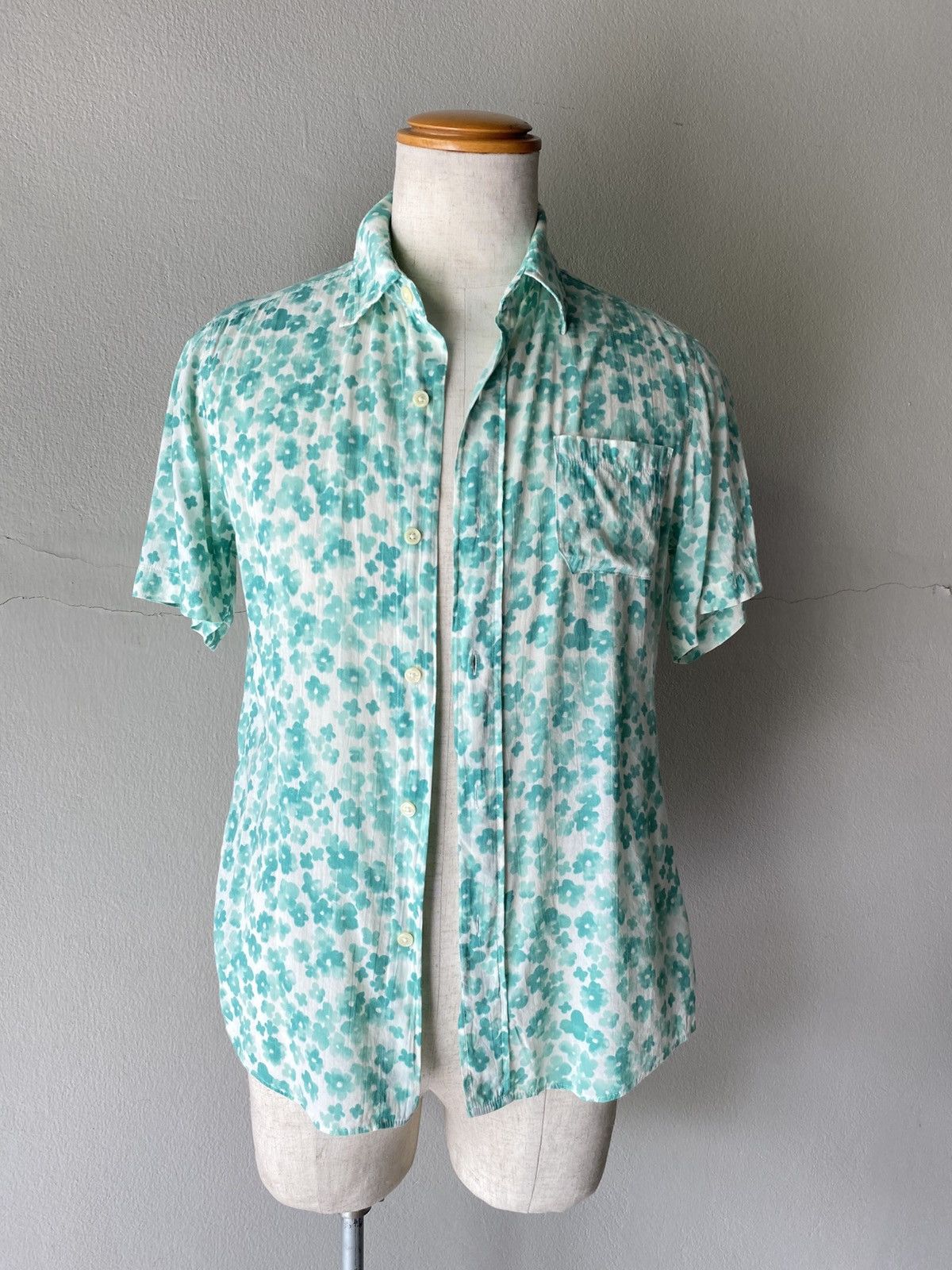 Golden Goose × Japanese Brand GGD White Short-Sleeve Shirt with Green Floral Print Size US M / EU 48-50 / 2 - 12 Thumbnail