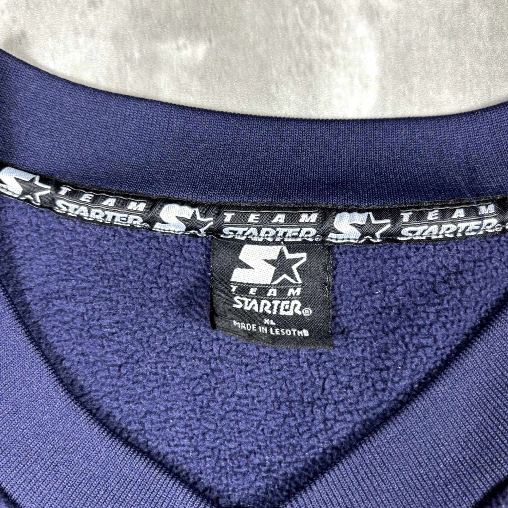 Starter VINTAGE Starter Penn State Pullover Sherpa Fleece Crewneck Sweatshirt XL Blue Logo Embroidered 90s University College Graphic Print Men Size US XL / EU 56 / 4 - 4 Thumbnail