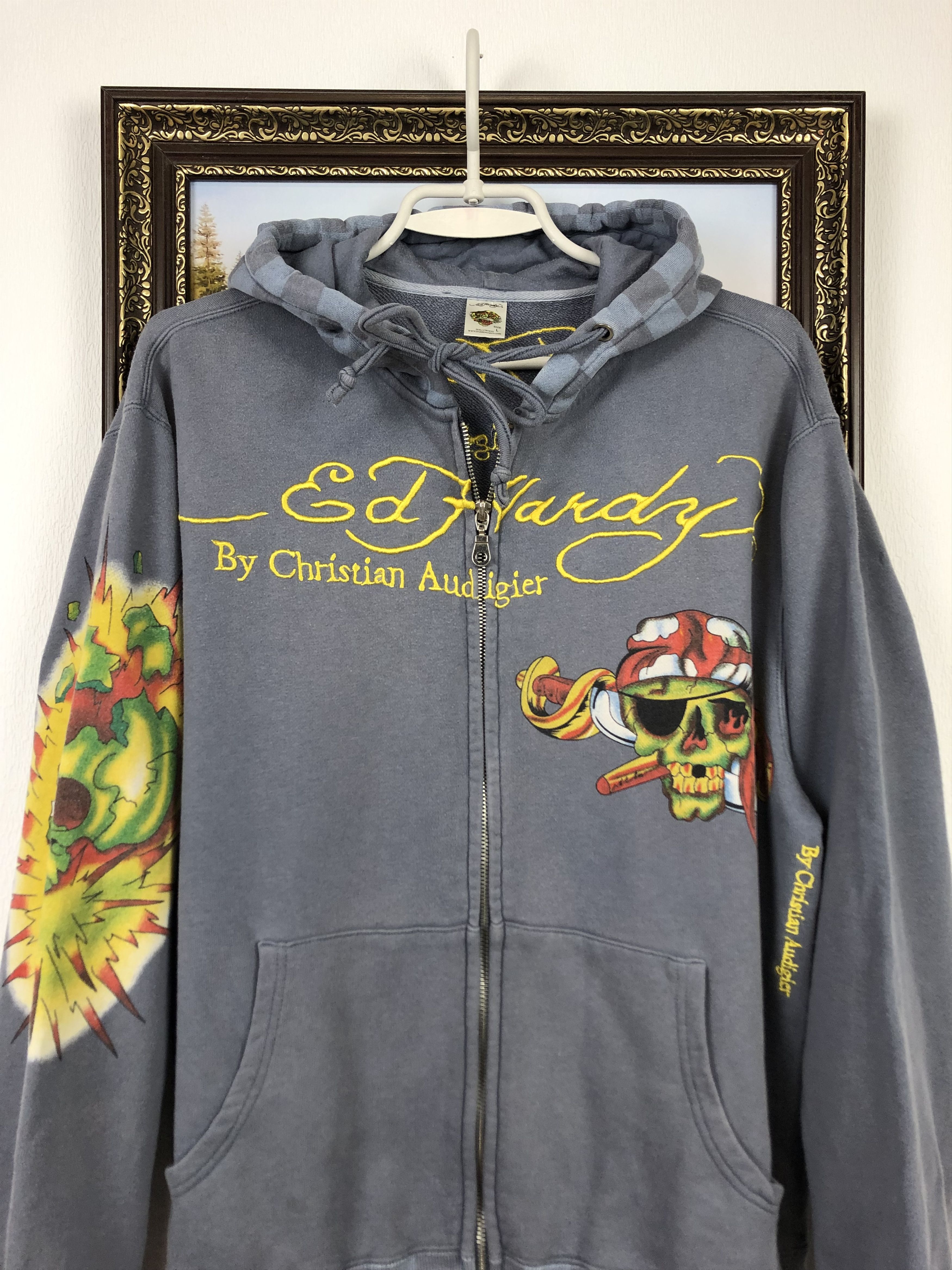 Ed Hardy × Vintage Vintage Ed Hardy Hoodie Jacket Rare Skull Hype Size US L / EU 52-54 / 3 - 4 Thumbnail