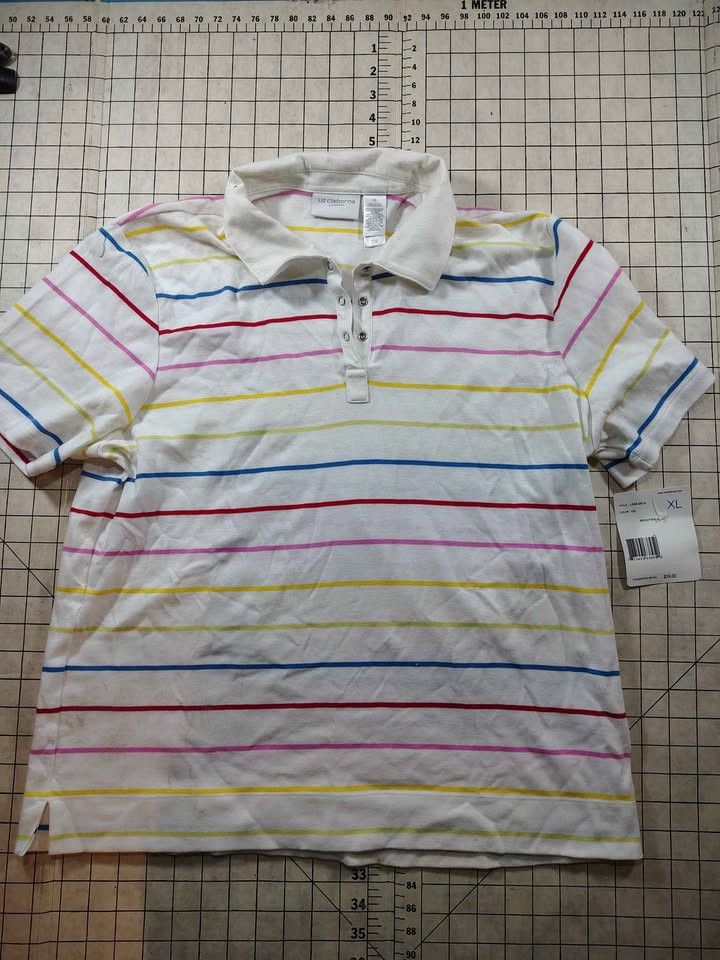 Liz Claiborne Women's New Liz Claiborne LIZSPORT XL Striped Polo Shirt Size XL / US 12-14 / IT 48-50 - 1 Thumbnail