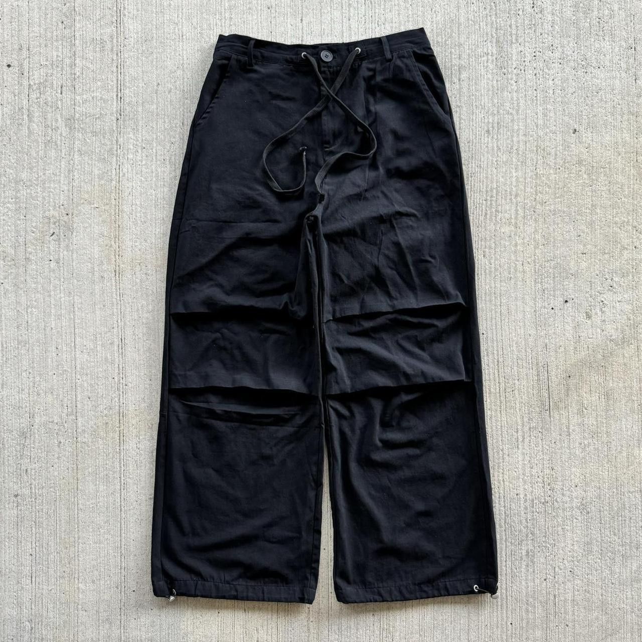 Japanese Brand × Vintage Essential Black Baggy Wide Leg Parachute Pants Size US 32 / EU 48 - 4 Thumbnail