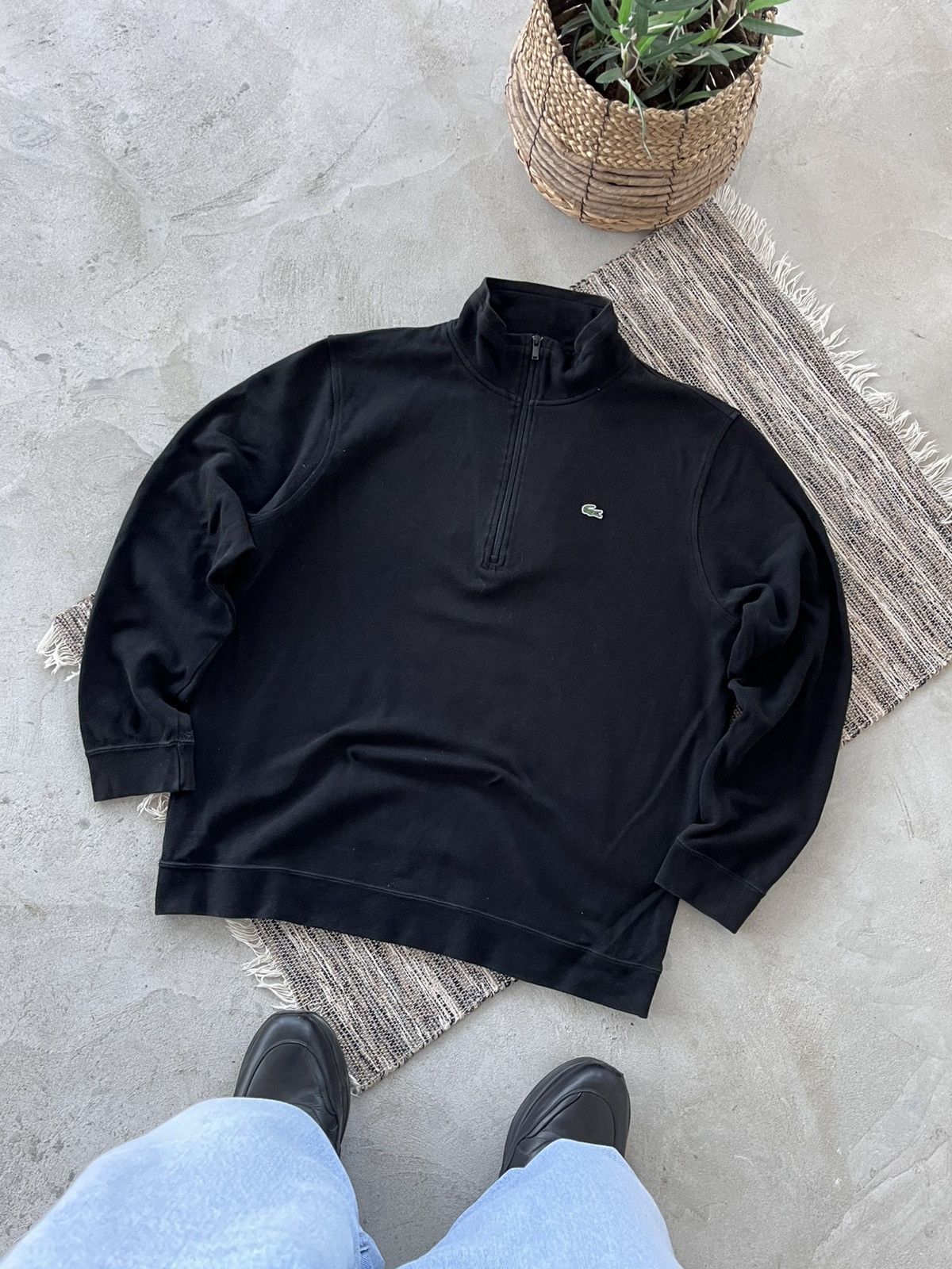 Lacoste Vintage Lacoste Black Zip Sweatshirt Avantgarde Minimalistic Size US XL / EU 56 / 4 - 1 Thumbnail