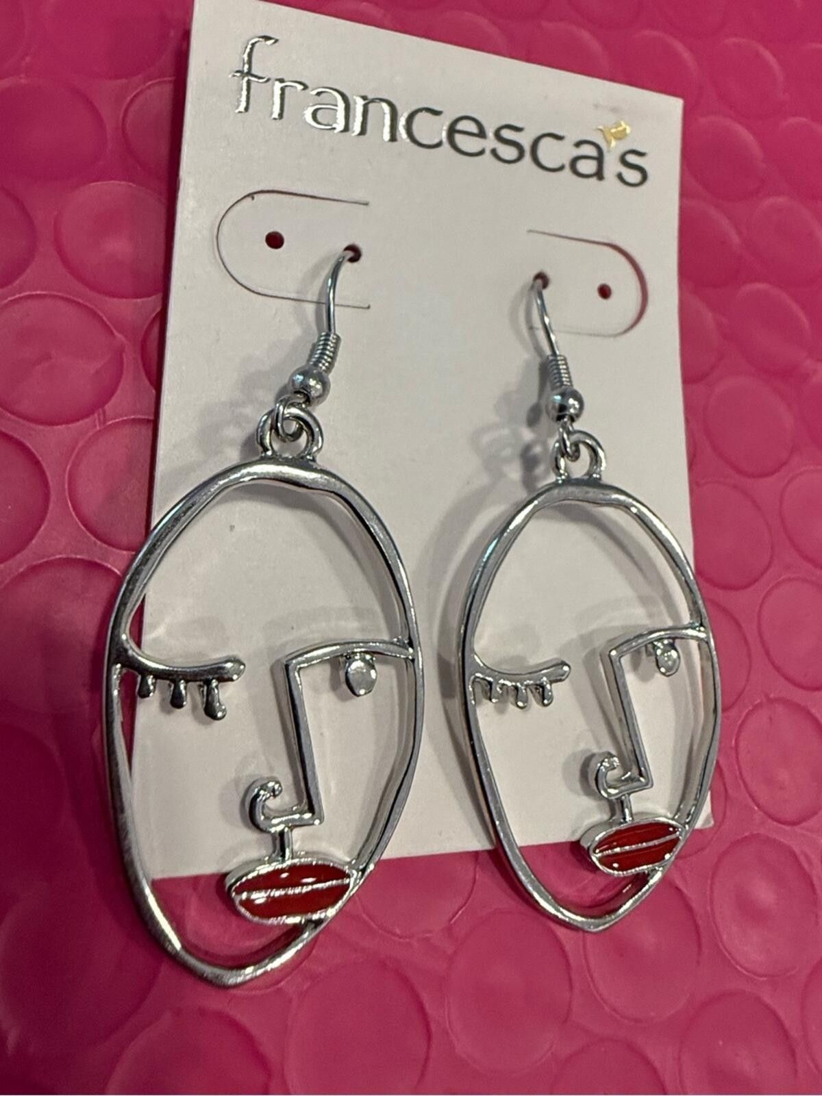 Other Francesca’s earrings silver tone winking face red lipstick Size ONE SIZE - 3 Thumbnail