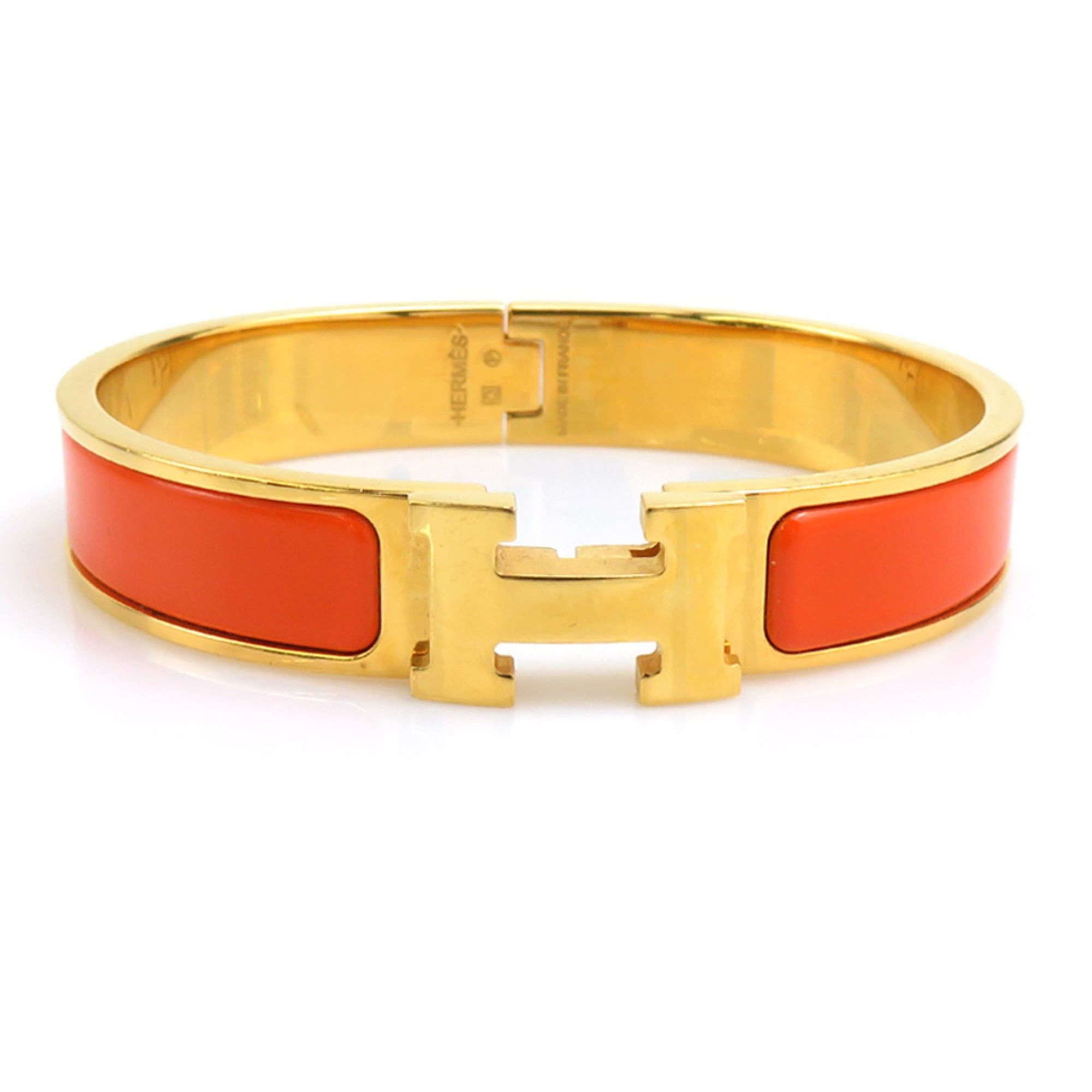 Hermes Hermes Bracelet Clic Clack PM Metal Enamel Orange Gold Women's r11149a Size ONE SIZE - 1 Thumbnail