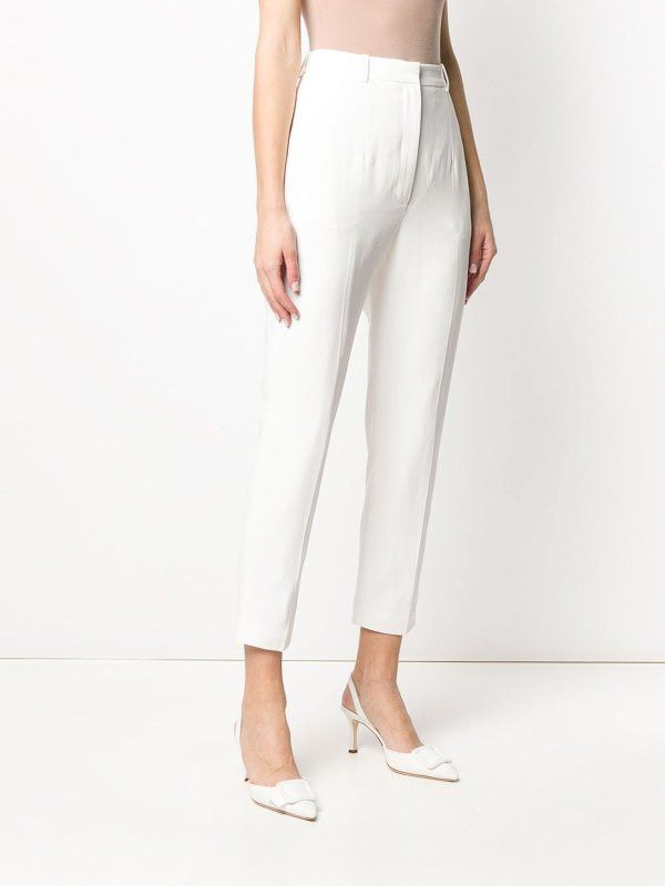 Alexander McQueen o1srvl11e0326 High Waisted Trousers in Ivory Size 27" / US 4 / IT 40 - 4 Thumbnail