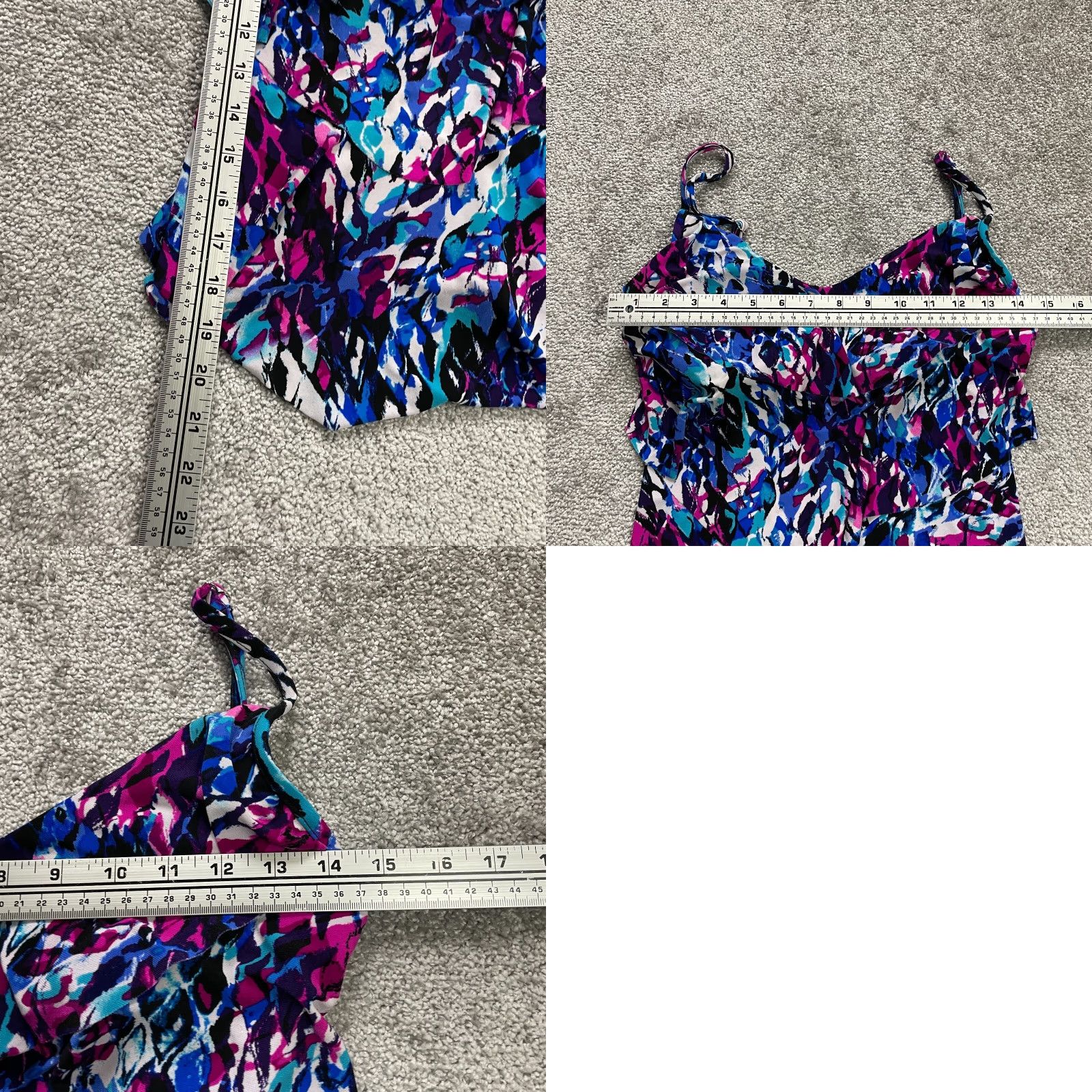 AQUA Aqua Green Swimwear Tankini Women S Multicolor Floral Padded Spaghetti Beach Tank Top Size ONE SIZE - 8 Thumbnail