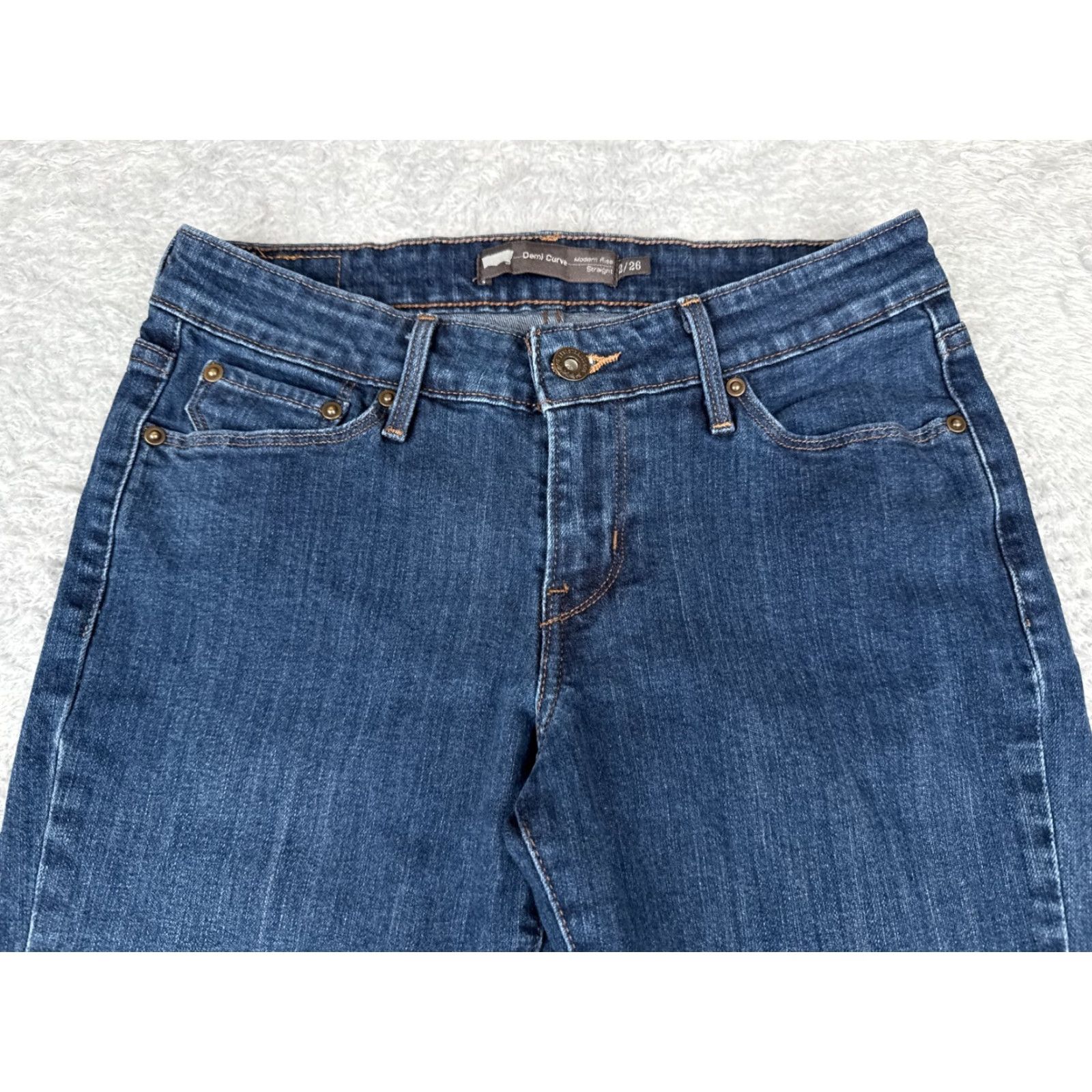 Levi's Levis Jeans Women 26 Blue Denim Cotton 26x29 Demi Curve Modern Rise Straight Leg Size 26" / US 2 / IT 38 - 4 Thumbnail