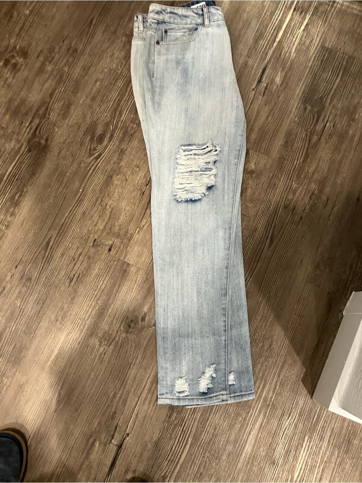 Shein NIB Light Blue Distressed Skinny Jeans Size 42" / US 20 - 4 Thumbnail
