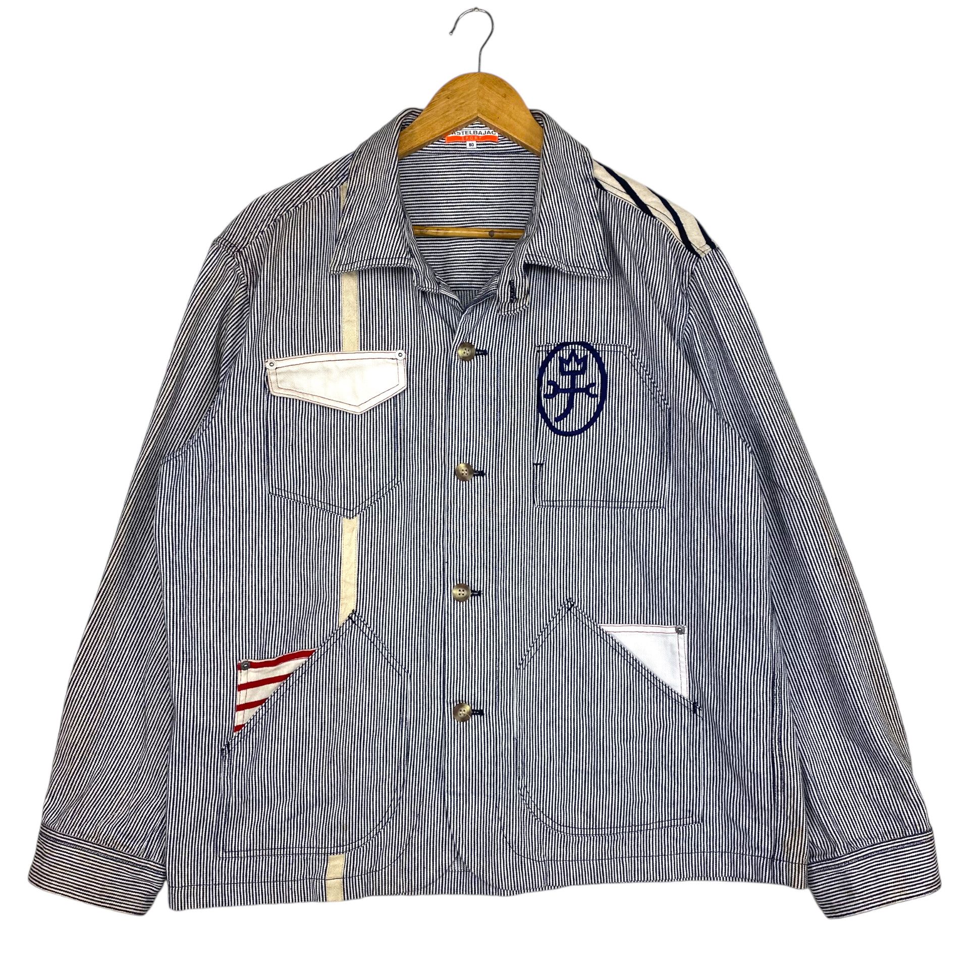 Jean Charles De Castelbajac 💥 CASTELBAJAC JEAN HICKORY STRIPED JACKET BUTTON Size US L / EU 52-54 / 3 - 6 Thumbnail