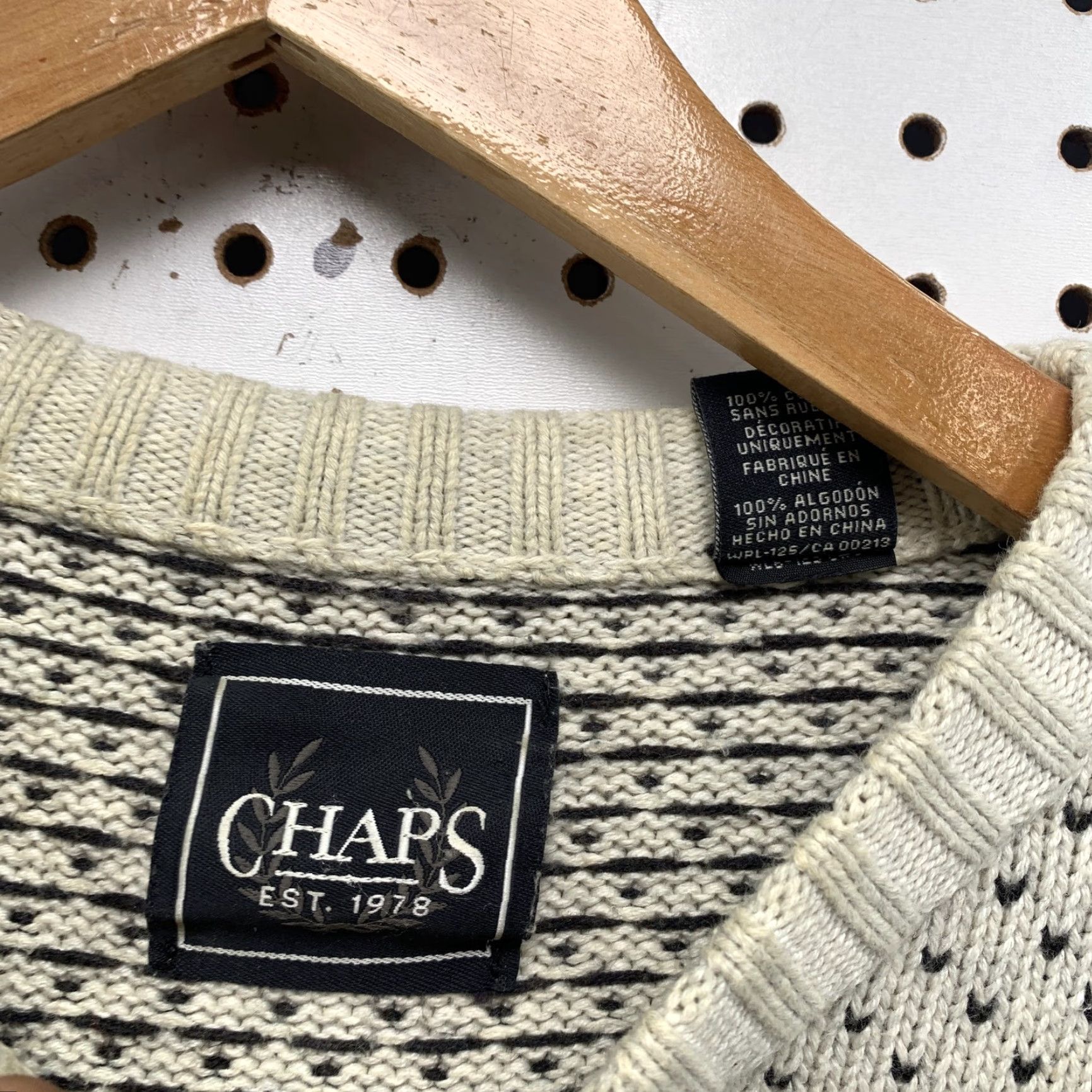 Chaps Chaps Graphic Print Knit Sweater Mens Large Beige Crewneck Pullover Size US L / EU 52-54 / 3 - 2 Thumbnail