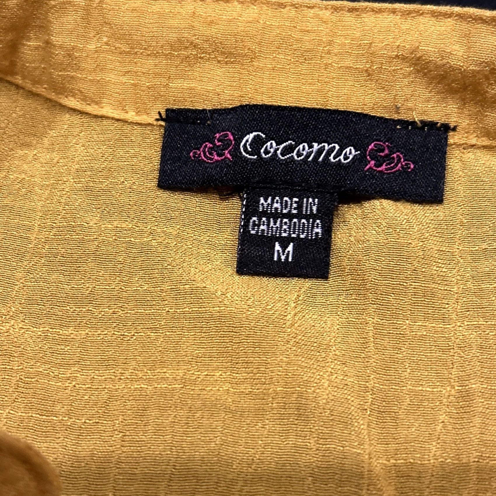 Vintage Cocomo Tunic Shirt Women 3/4 Sleeve Button Split Neck Yellow Bohemian Lightweight Polyester Rayon M Size M / US 6-8 / IT 42-44 - 3 Thumbnail