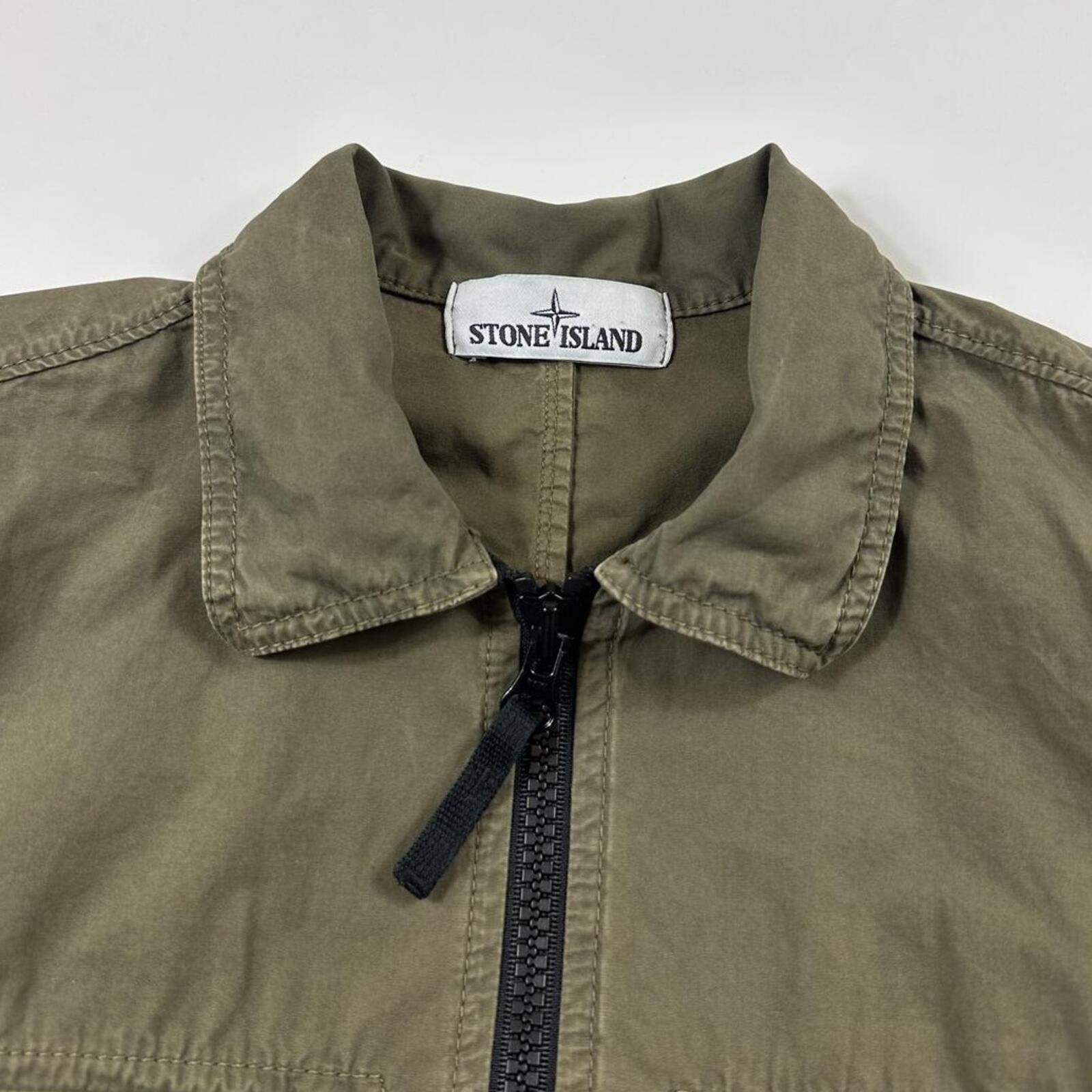 Stone Island Stone Island Zip Up Cotton Overshirt Khaki Green Small Size US S / EU 44-46 / 1 - 4 Thumbnail
