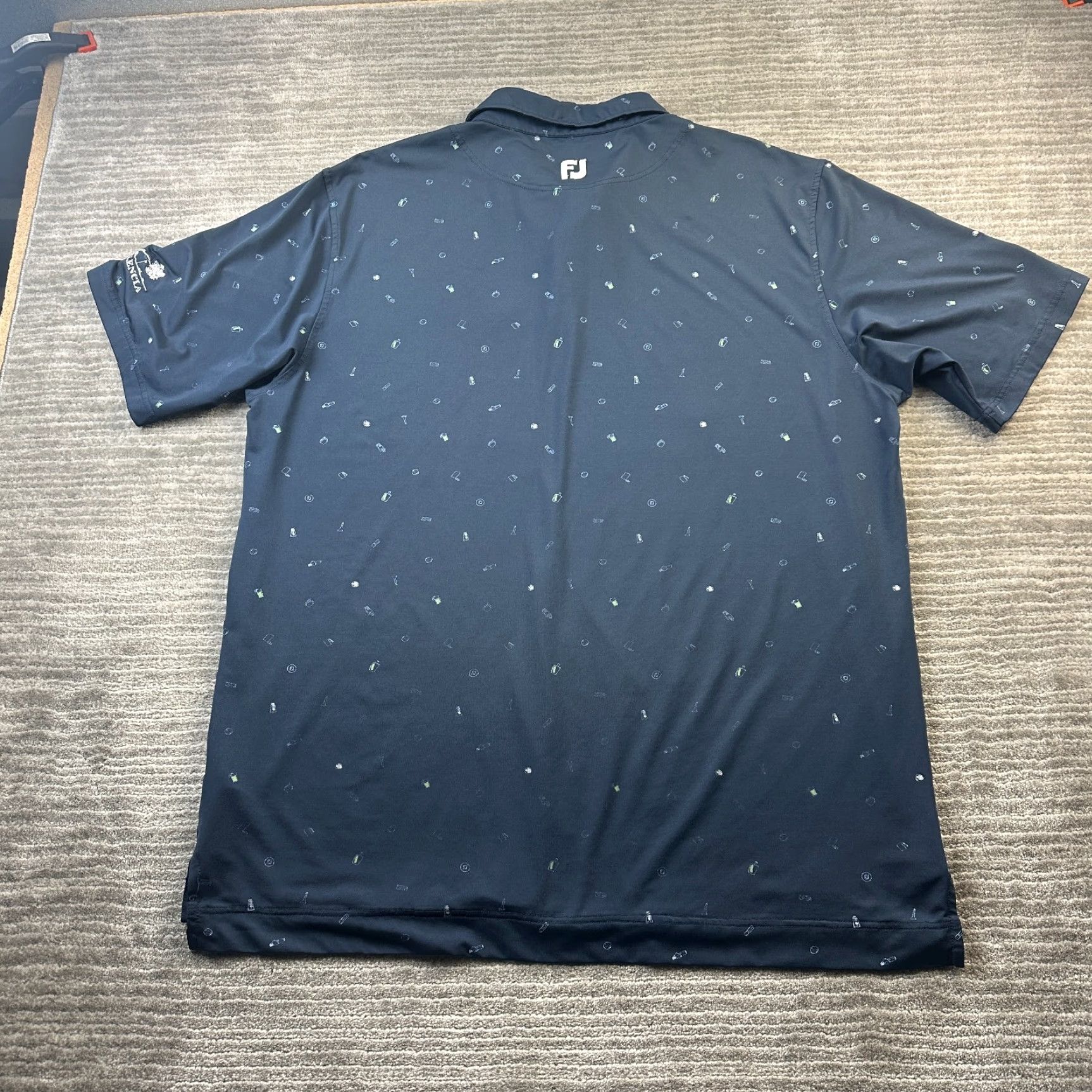 Footjoy FootJoy Polo Shirt Mens XL Blue Performance Golf All Over Print Geometric Pattern Short Sleeve Collared Button Logo Regular Fit Sport Size US XL / EU 56 / 4 - 3 Thumbnail