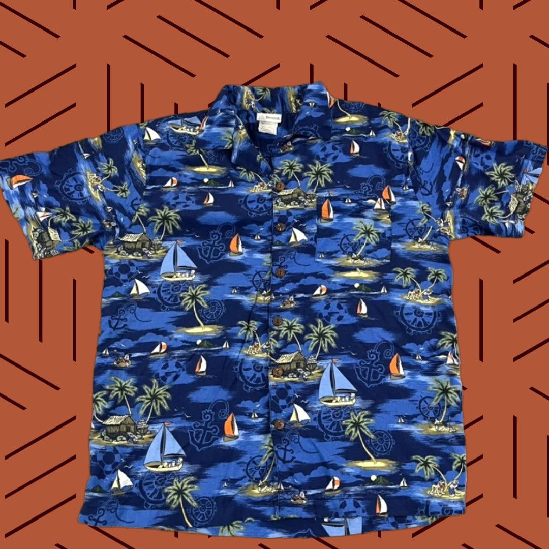 Disney VINTAGE Disney Hawaiian Shirt Men Medium Blue Floral Mickey Daffy Casual Summer Spring Fall Winter Size US M / EU 48-50 / 2 - 1 Thumbnail