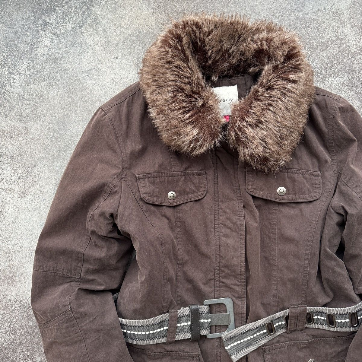 Orsay Y2K Vintage Military Utility Style Belted Jacket