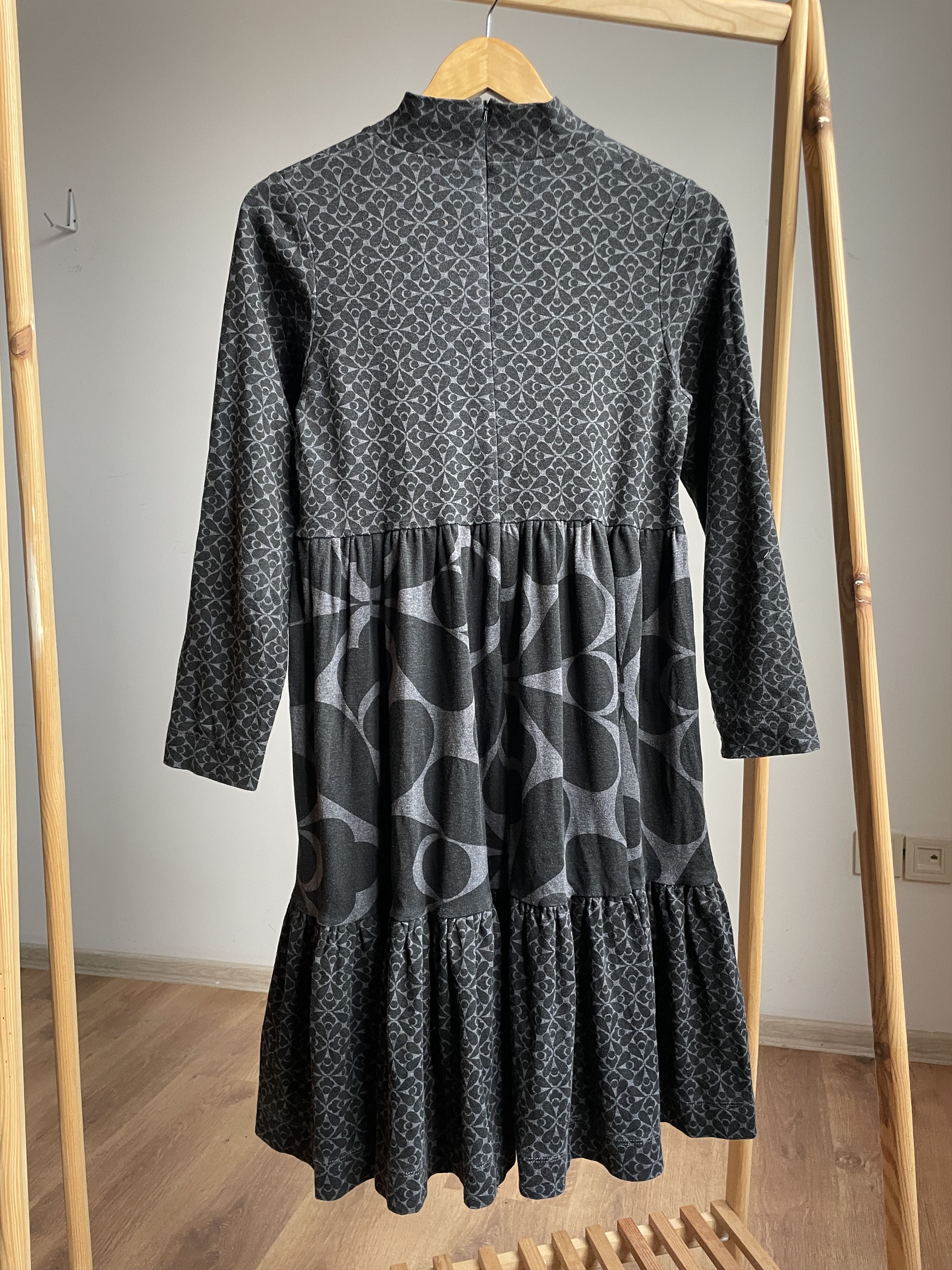 Orla Kiely Orla Kiely Mock Neck Long Sleeve Cotton Flared Midi Dress Size S / US 4 / IT 40 - 2 Thumbnail