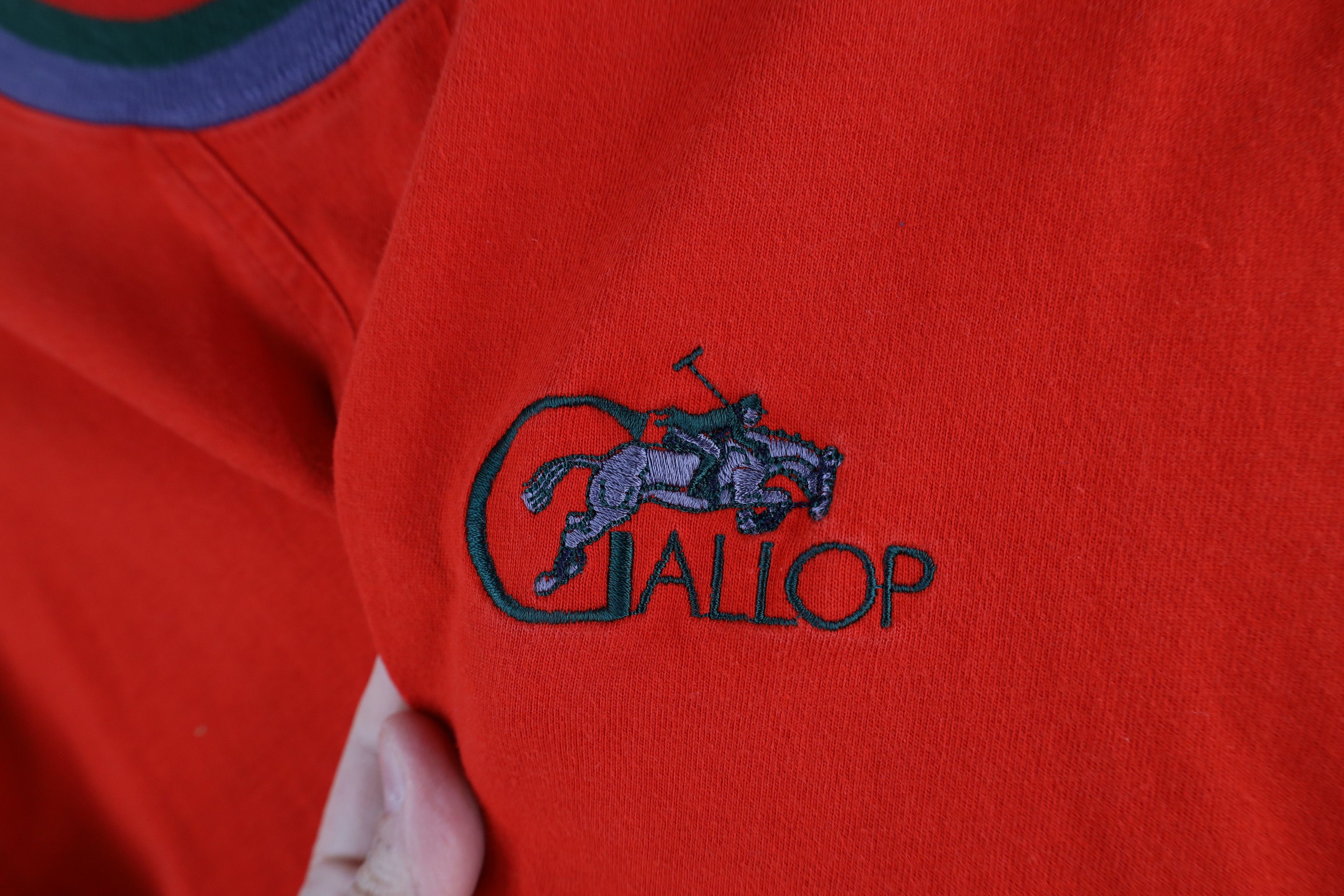 Vintage Vintage 90s Streetwear Out Horse Ringer T-Shirt Red USA Size US S / EU 44-46 / 1 - 4 Thumbnail