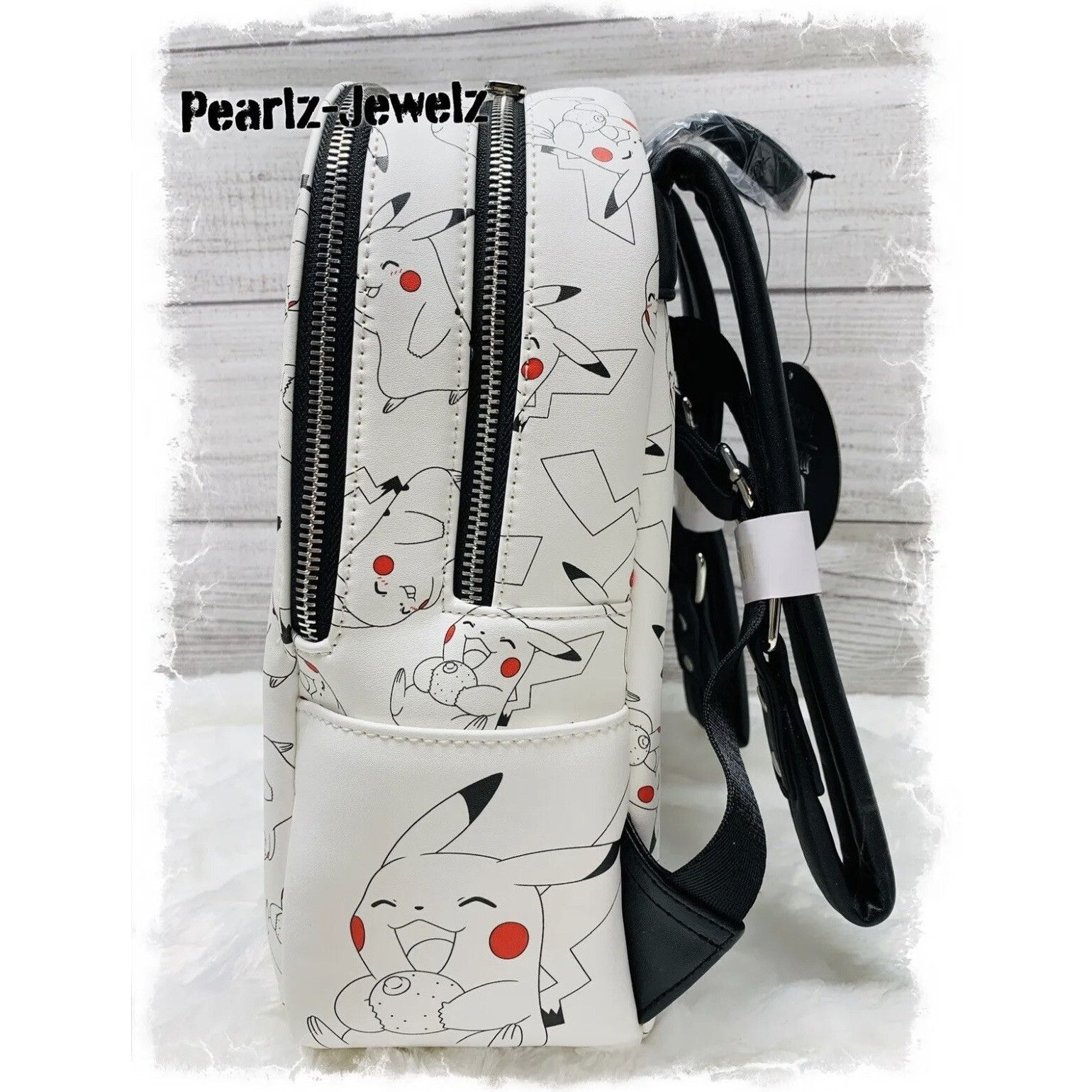 Pokemon Loungefly Pokemon Pikachu White Allover Print Mini Backpack Size ONE SIZE - 2 Thumbnail