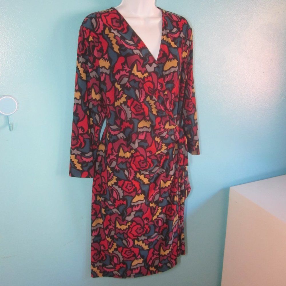 Anne Klein Anne Klein Faux Wrap Colorful Dress Size XL Size XL / US 12-14 / IT 48-50 - 11 Thumbnail
