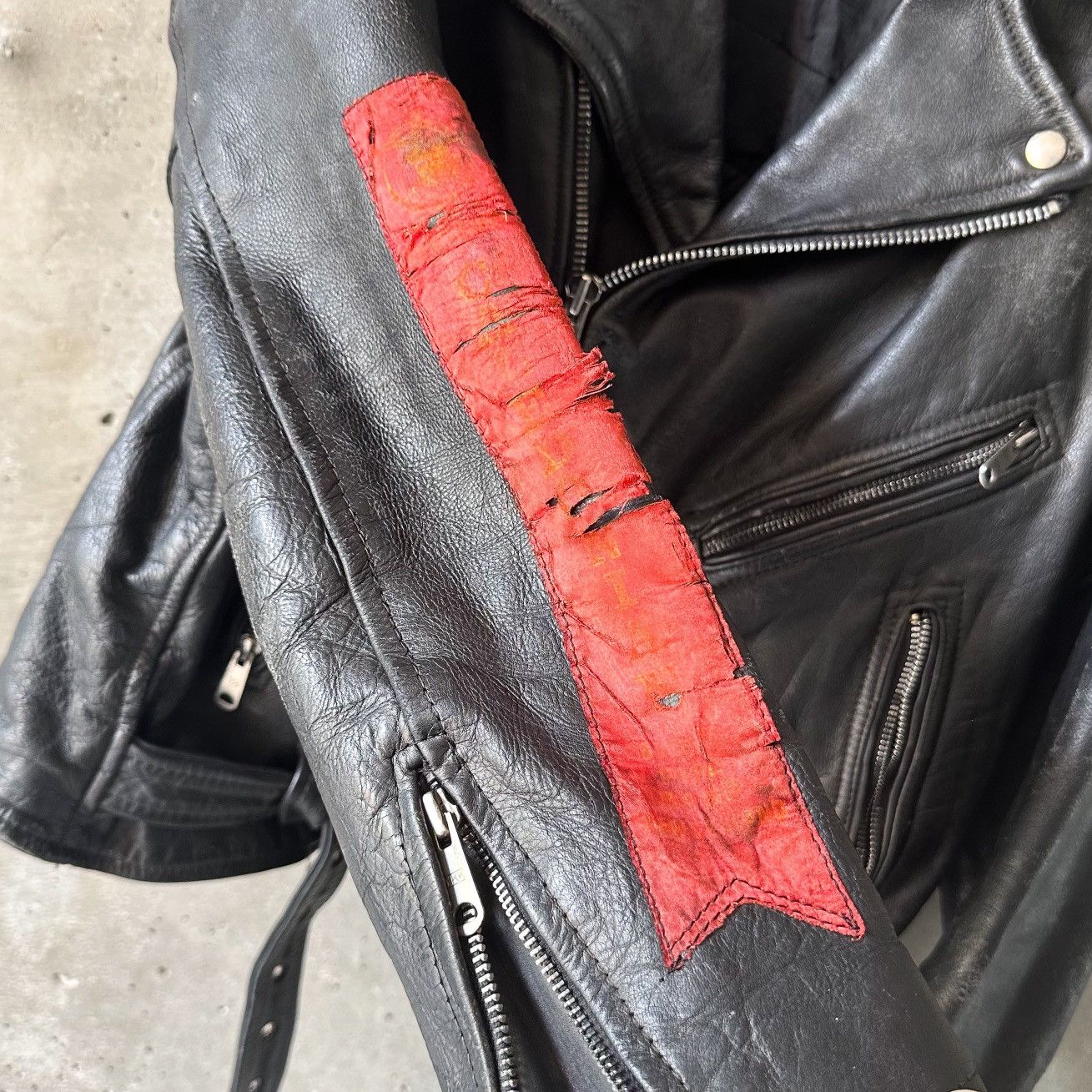 Vintage Vintage THRASHED Patchwork Leather Riders Jacket Size US L / EU 52-54 / 3 - 4 Thumbnail