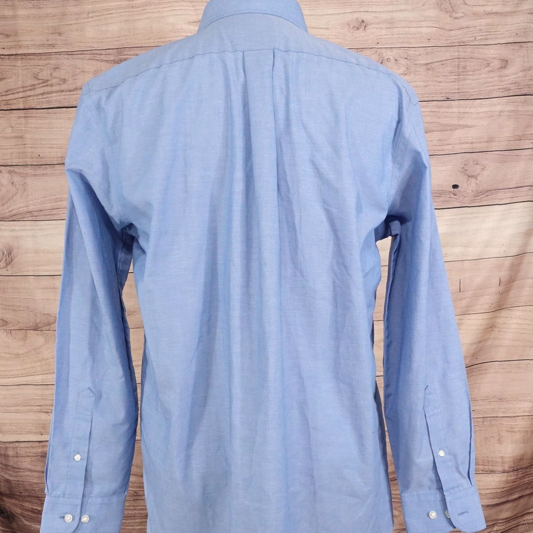Stafford Stafford Dress Shirt Mens 16 34/35 Blue Regular Fit Travel Performance Super Shirt Top Cuff Barrel Pocket Size 42R - 4 Thumbnail