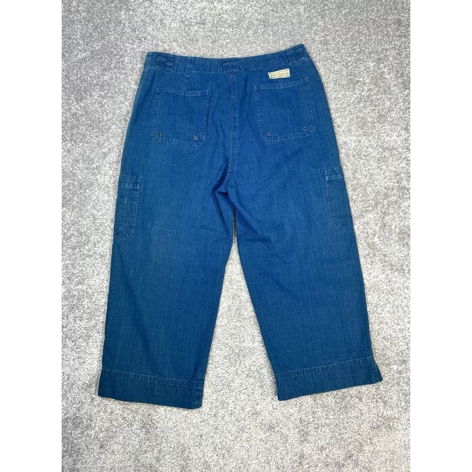 Ralph Lauren Lauren Ralph Lauren Womens Blue Cotton Denim Cropped Pants Wide Leg Size 12 Y2k Size 34" / US 12 / IT 48 - 2 Thumbnail
