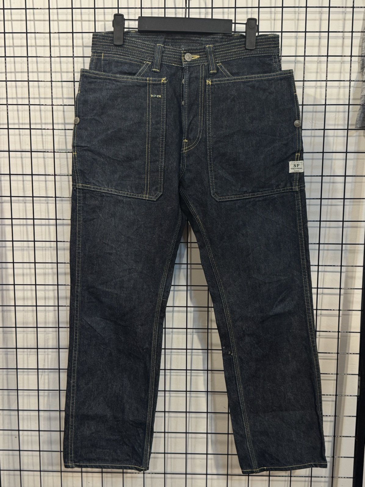 Sassafras Fall Leaf Sprayer Pants in Indigo denim