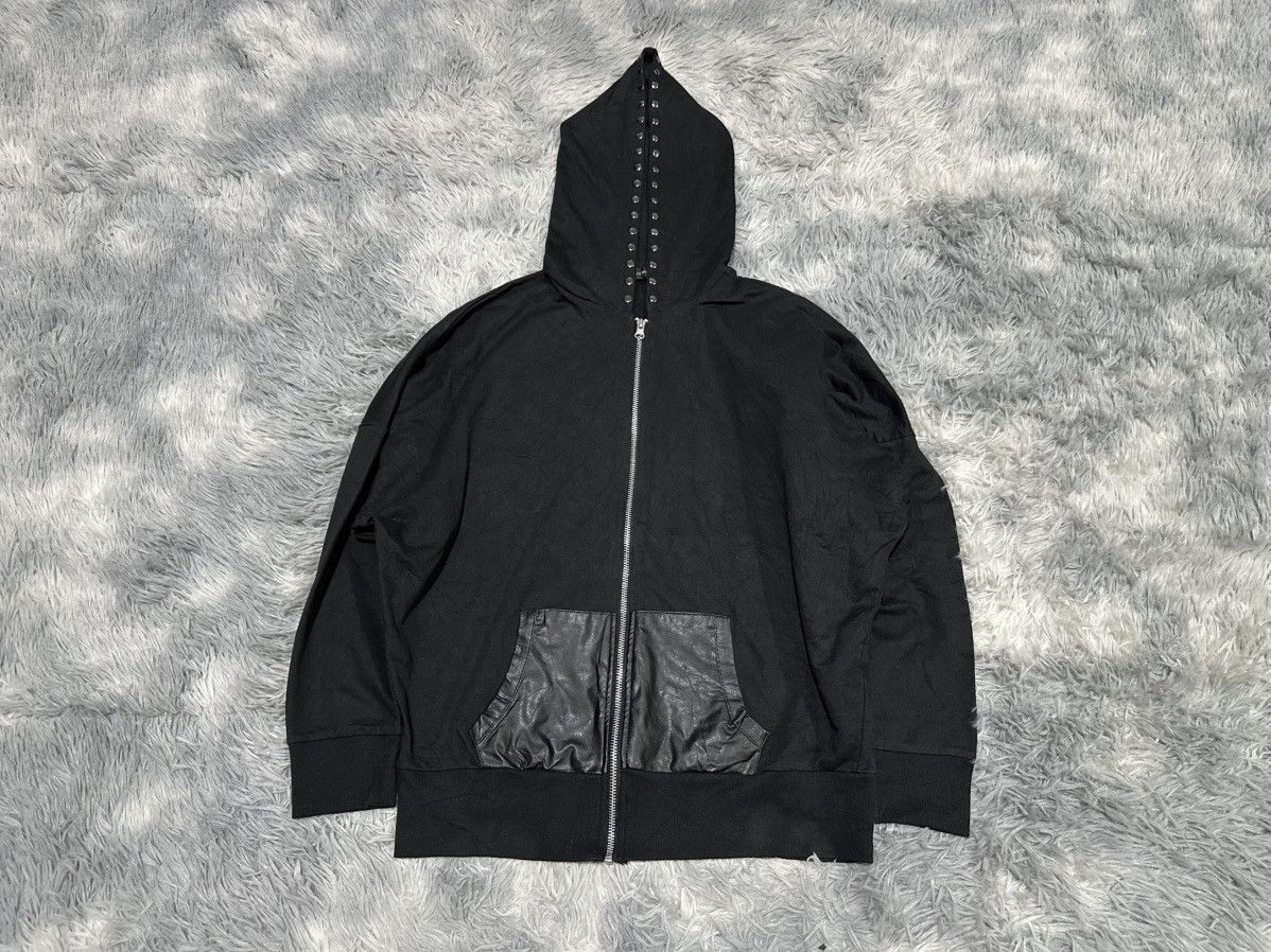 Japanese Brand 🔥Sick Y2K Shiny Ripple Studded Leather Hoodie Size US L / EU 52-54 / 3 - 1 Thumbnail