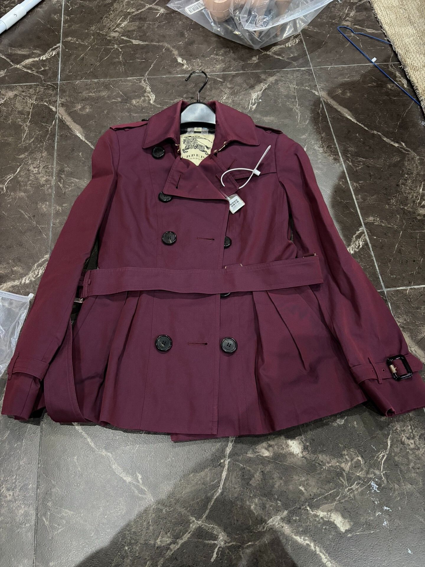 Burberry Burberry Women's Burgundy Trench Coat Size XXS / US 00 / IT 34 - 1 Thumbnail